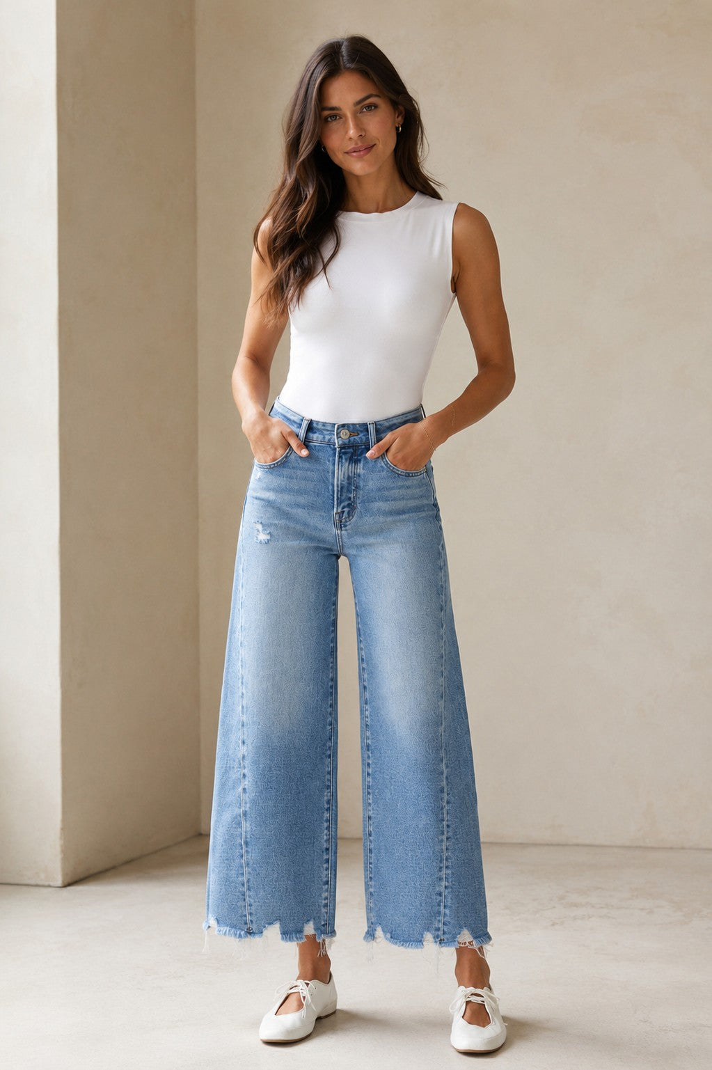 Vervet by Flying Monkey Idyllic High Rise Side Panel Crop Wide Leg Jeans-Jeans-Vervet by Flying Monkey-Deja Nu Boutique, Women's Fashion Boutique in Lampasas, Texas