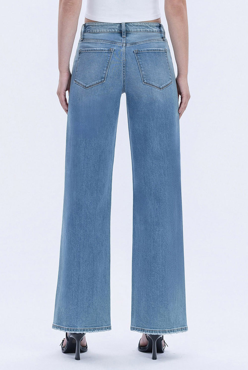 Vervet by Flying Monkey High Rise Rhinestone Embellished Wide Leg Jeans in Hamptons Wash-Jeans-Vervet by Flying Monkey-Deja Nu Boutique, Women's Fashion Boutique in Lampasas, Texas