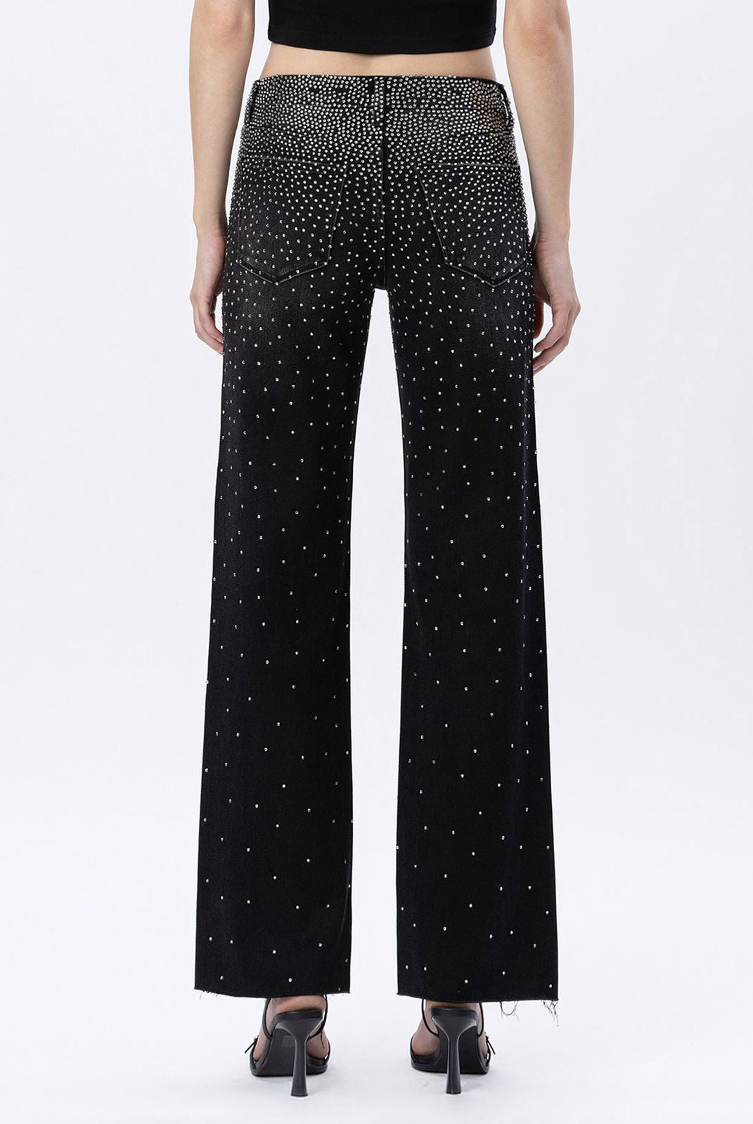 Vervet by Flying Monkey High Rise Rhinestone Slim Wide Leg Jeans in Prowess-Jeans-Vervet by Flying Monkey-Deja Nu Boutique, Women's Fashion Boutique in Lampasas, Texas