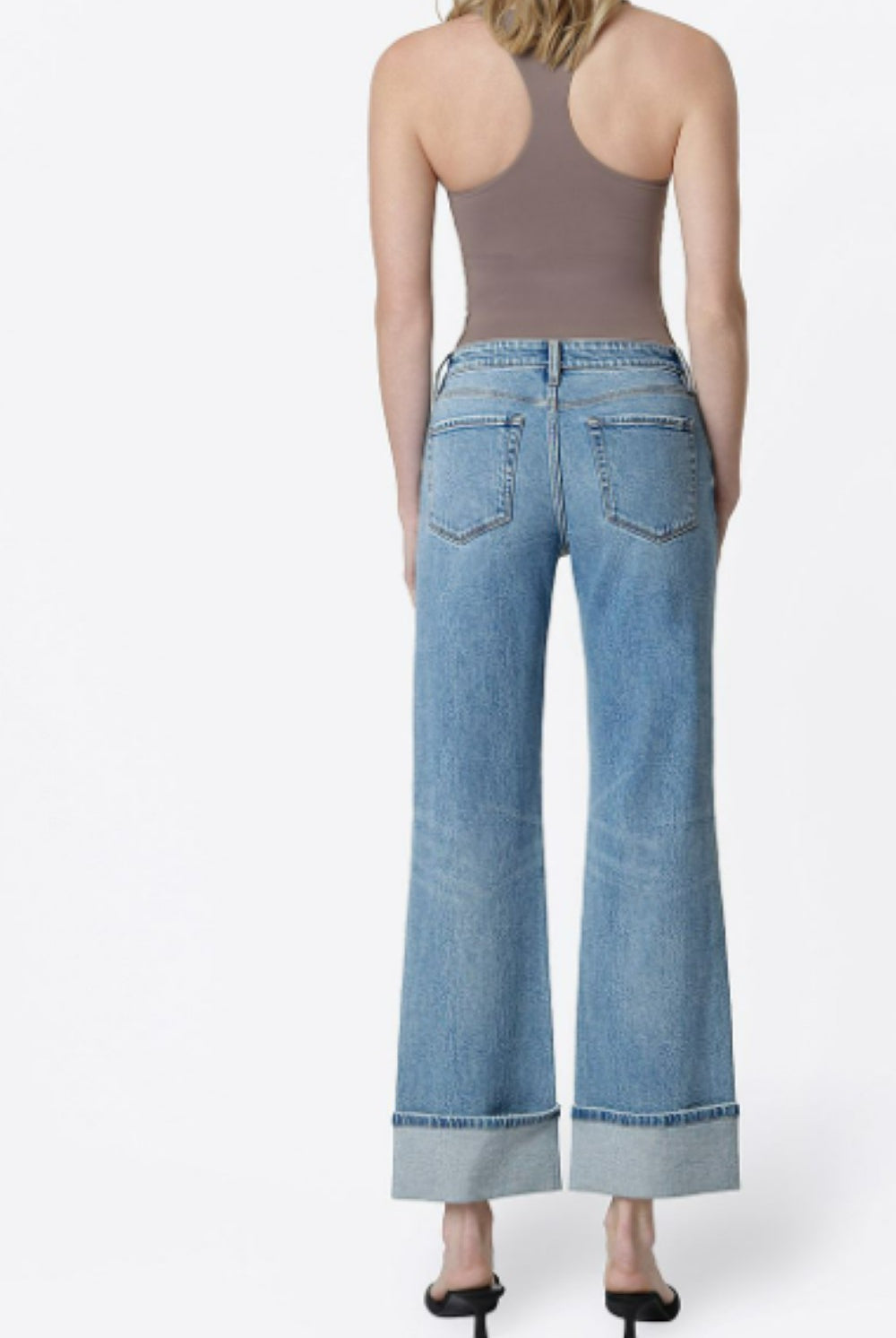 Vervet by Flying Monkey Mid Rise Distressed Cuffed Slim Wide Jeans | Glitz Wash-Jeans-Vervet by Flying Monkey-Deja Nu Boutique, Women's Fashion Boutique in Lampasas, Texas