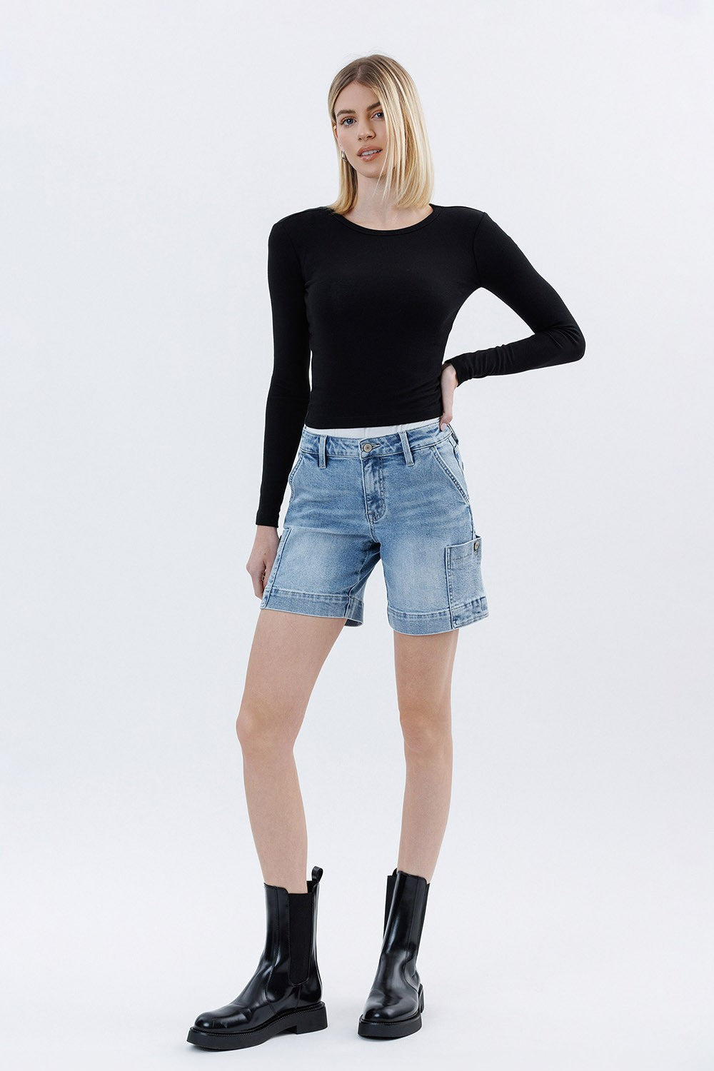 Vervet by Flying Monkey Mid Rise Pocket Detail Wide Bermuda Shorts in Radiant Flow-Shorts-Vervet by Flying Monkey-Deja Nu Boutique, Women's Fashion Boutique in Lampasas, Texas