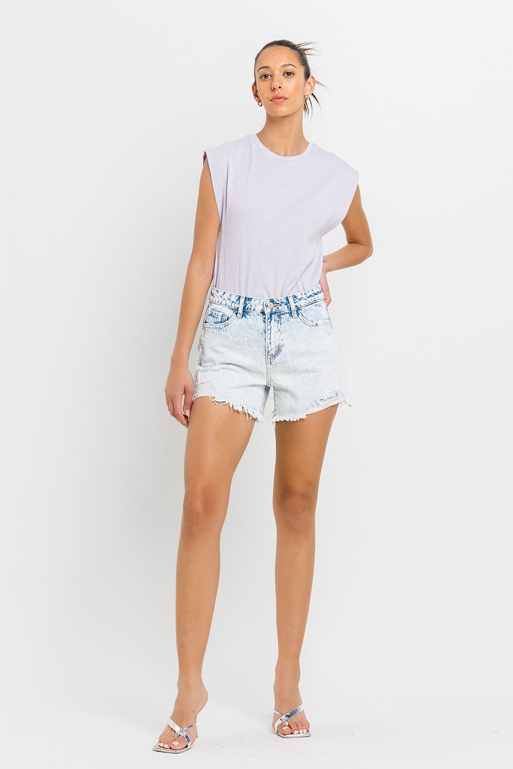 Vervet by Flying Monkey Miraculous - High Rise Distressed Shorts Light-Shorts-Vervet by Flying Monkey-Deja Nu Boutique, Women's Fashion Boutique in Lampasas, Texas