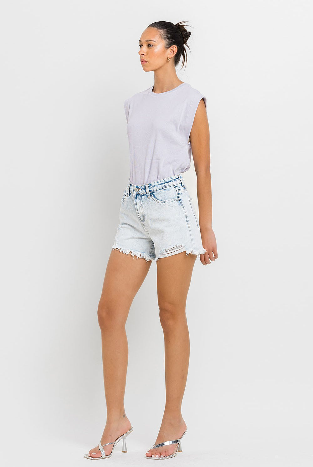 Vervet by Flying Monkey Miraculous - High Rise Distressed Shorts Light-Shorts-Vervet by Flying Monkey-Deja Nu Boutique, Women's Fashion Boutique in Lampasas, Texas