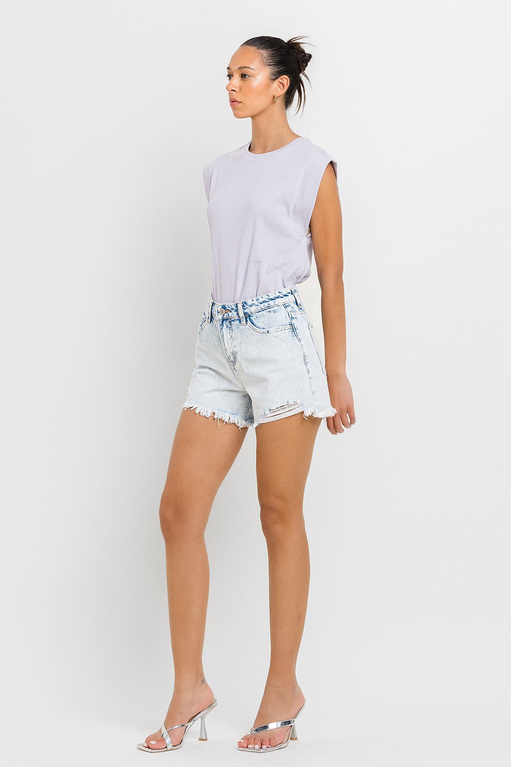 Vervet by Flying Monkey Miraculous - High Rise Distressed Shorts Light-Shorts-Vervet by Flying Monkey-Deja Nu Boutique, Women's Fashion Boutique in Lampasas, Texas