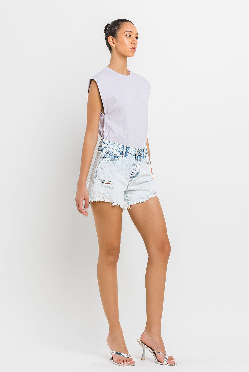 Vervet by Flying Monkey Miraculous - High Rise Distressed Shorts Light-Shorts-Vervet by Flying Monkey-Deja Nu Boutique, Women's Fashion Boutique in Lampasas, Texas