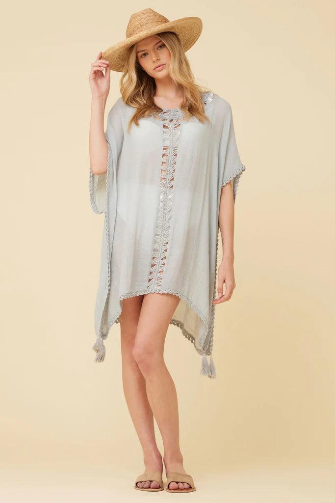 Vintage Havana Dusty Blue "Vacation" Coverup-Outerwear-Vintage Havana-Deja Nu Boutique, Women's Fashion Boutique in Lampasas, Texas