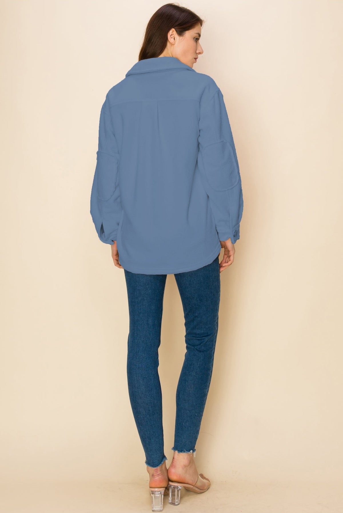 W.A.Y Wonderful And Young Blue Fuzzy Jacket-Jackets-WAY-Deja Nu Boutique, Women's Fashion Boutique in Lampasas, Texas
