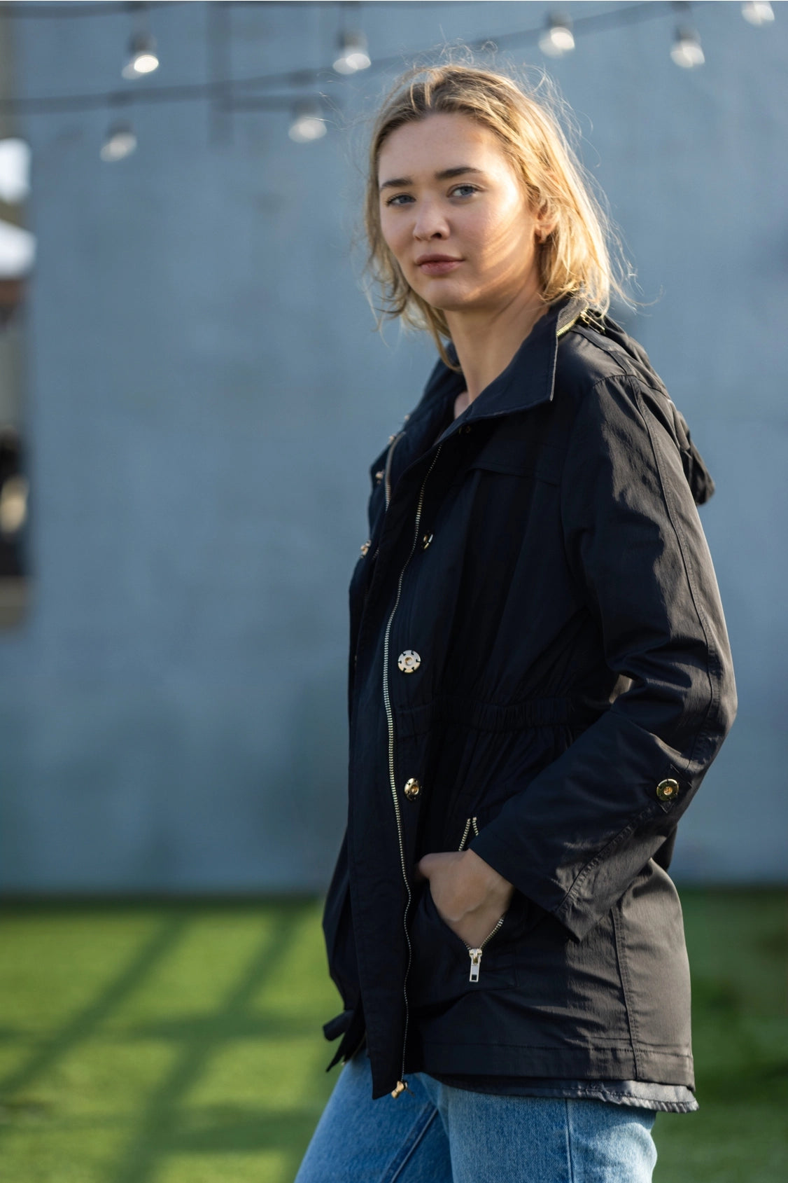 W.A.Y Wonderful & Young Lightweight Raincoat Jacket Long In Black-Coat-WAY-Deja Nu Boutique, Women's Fashion Boutique in Lampasas, Texas