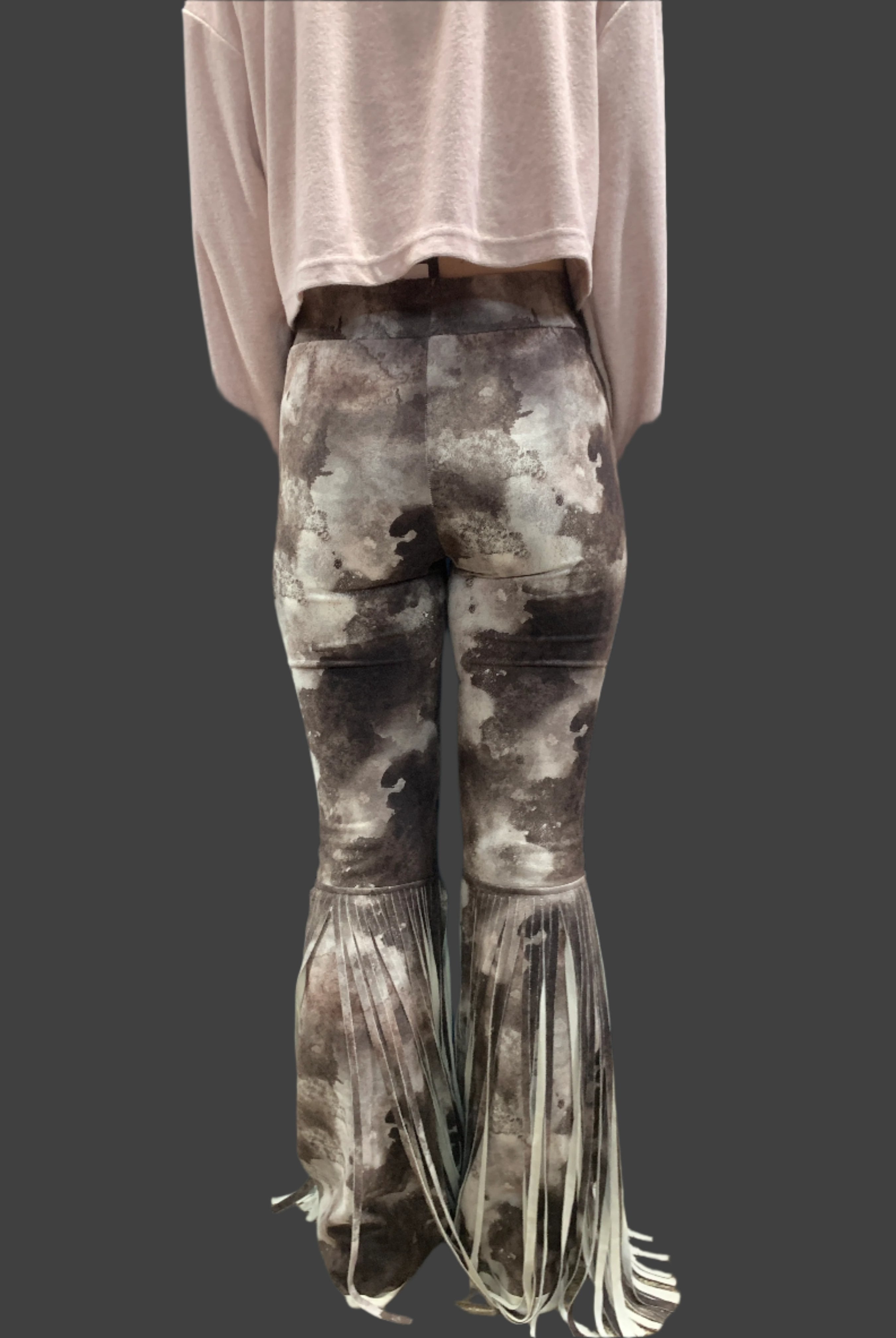 WAY Tie Dye Faux Suede Fringe Bell Bottoms-Bottoms-WAY-Deja Nu Boutique, Women's Fashion Boutique in Lampasas, Texas
