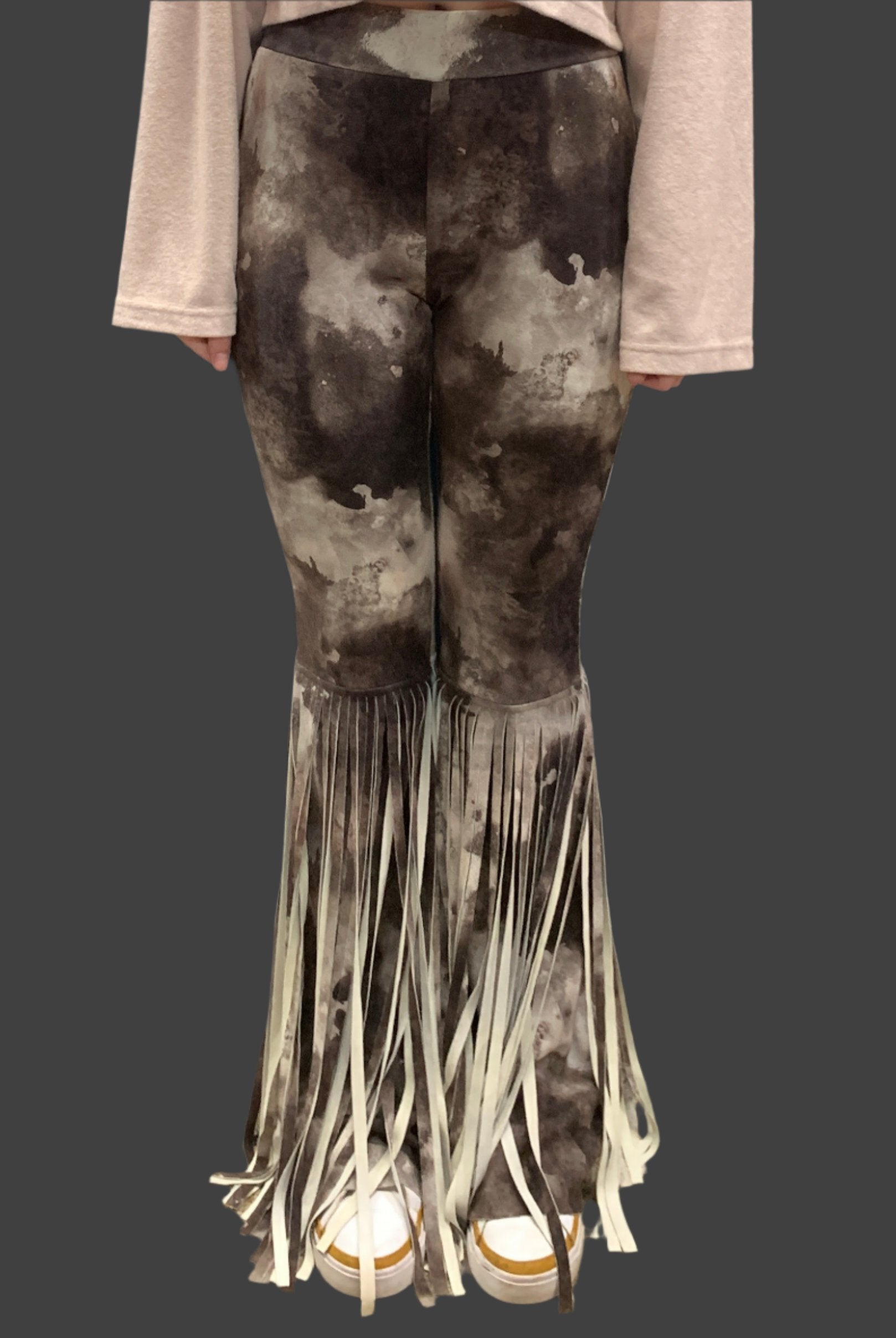 WAY Tie Dye Faux Suede Fringe Bell Bottoms-Bottoms-WAY-Deja Nu Boutique, Women's Fashion Boutique in Lampasas, Texas
