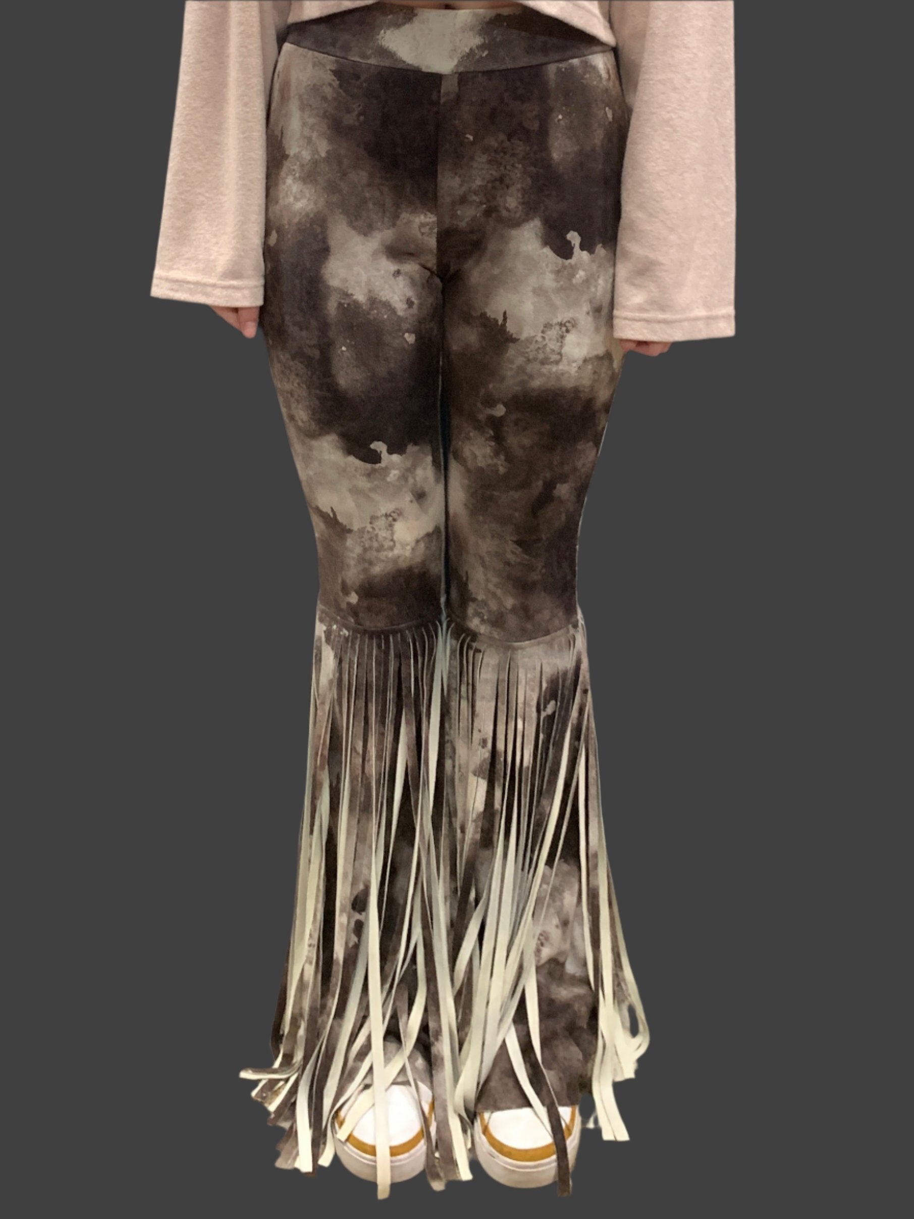 WAY Tie Dye Faux Suede Fringe Bell Bottoms-Bottoms-WAY-Deja Nu Boutique, Women's Fashion Boutique in Lampasas, Texas
