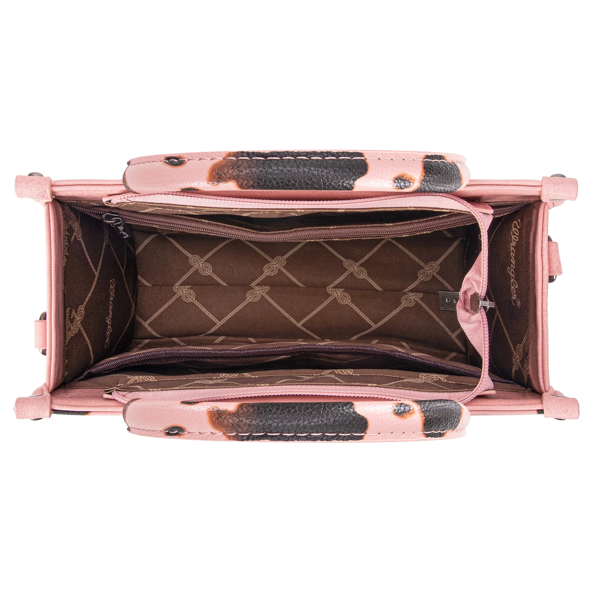 WG133-8120s Wrangler Cow Print Concealed Carry Tote/Crossbody - Pink-Handbags, Wallets & Cases-Wrangler-Deja Nu Boutique, Women's Fashion Boutique in Lampasas, Texas