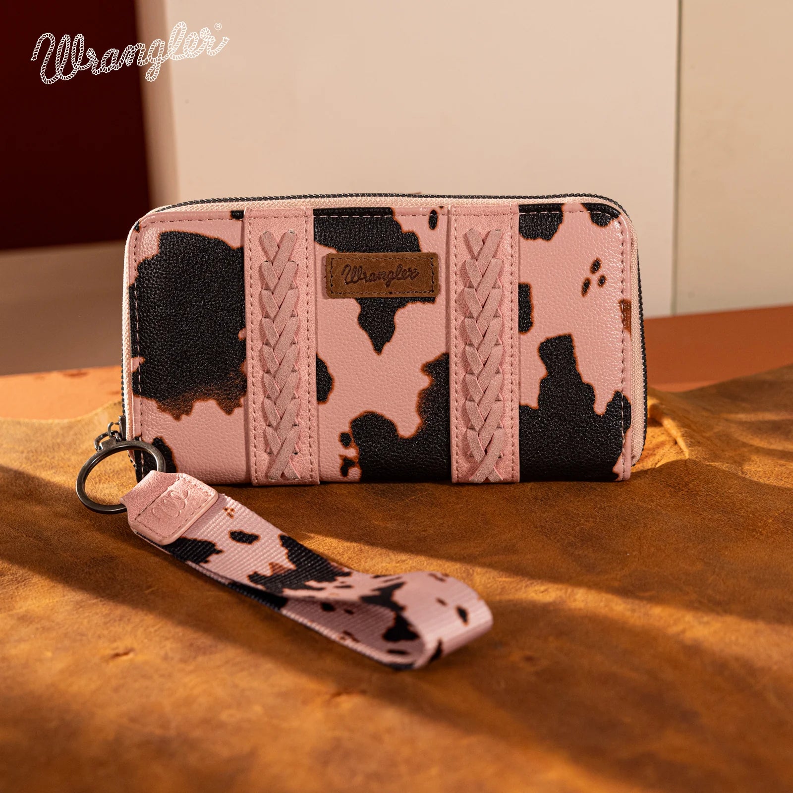 WG133-W006 Wrangler Women’s Cow Print Wallet -Pink-Handbags, Wallets & Cases-Wrangler-Deja Nu Boutique, Women's Fashion Boutique in Lampasas, Texas