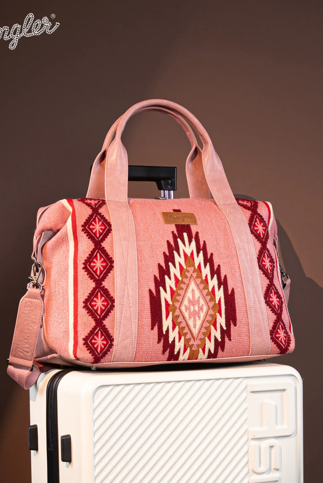 WG174-5110 Wrangler Southwestern Print Duffle Bag In Hot Pink Or Jean-Handbags, Wallets & Cases-Wrangler-Deja Nu Boutique, Women's Fashion Boutique in Lampasas, Texas