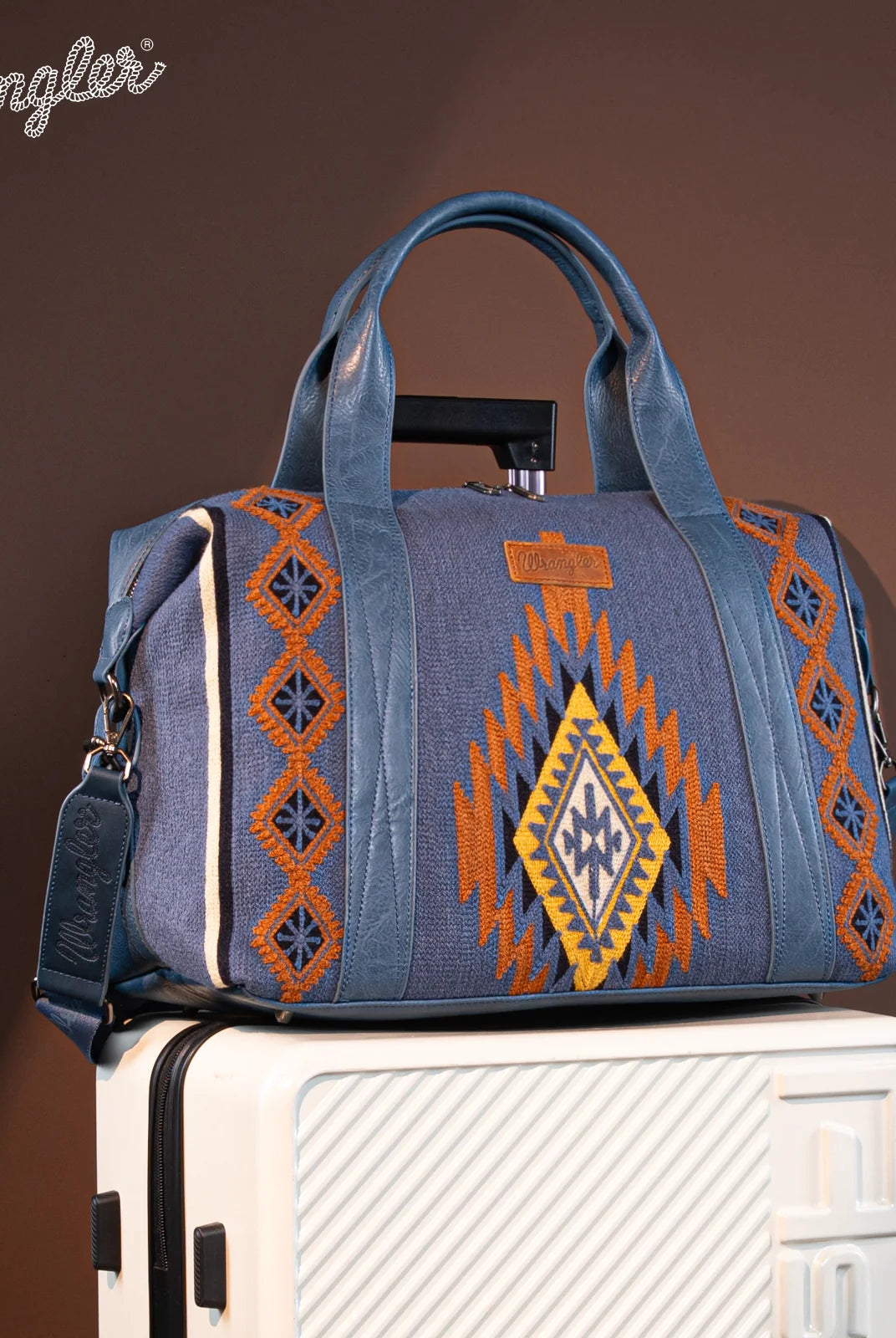 WG174-5110 Wrangler Southwestern Print Duffle Bag In Hot Pink Or Jean-Handbags, Wallets & Cases-Wrangler-Deja Nu Boutique, Women's Fashion Boutique in Lampasas, Texas