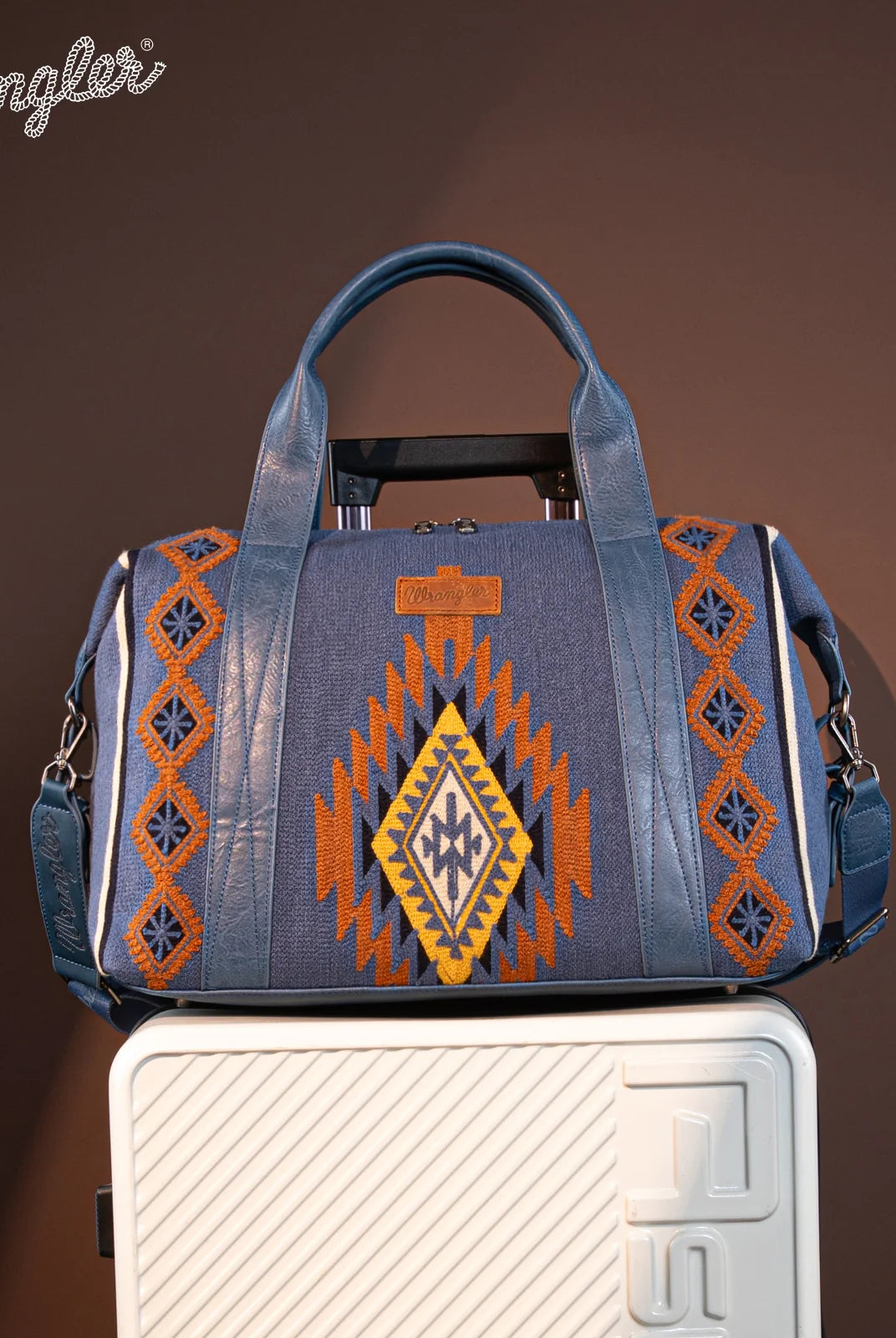 WG174-5110 Wrangler Southwestern Print Duffle Bag In Hot Pink Or Jean-Handbags, Wallets & Cases-Wrangler-Deja Nu Boutique, Women's Fashion Boutique in Lampasas, Texas