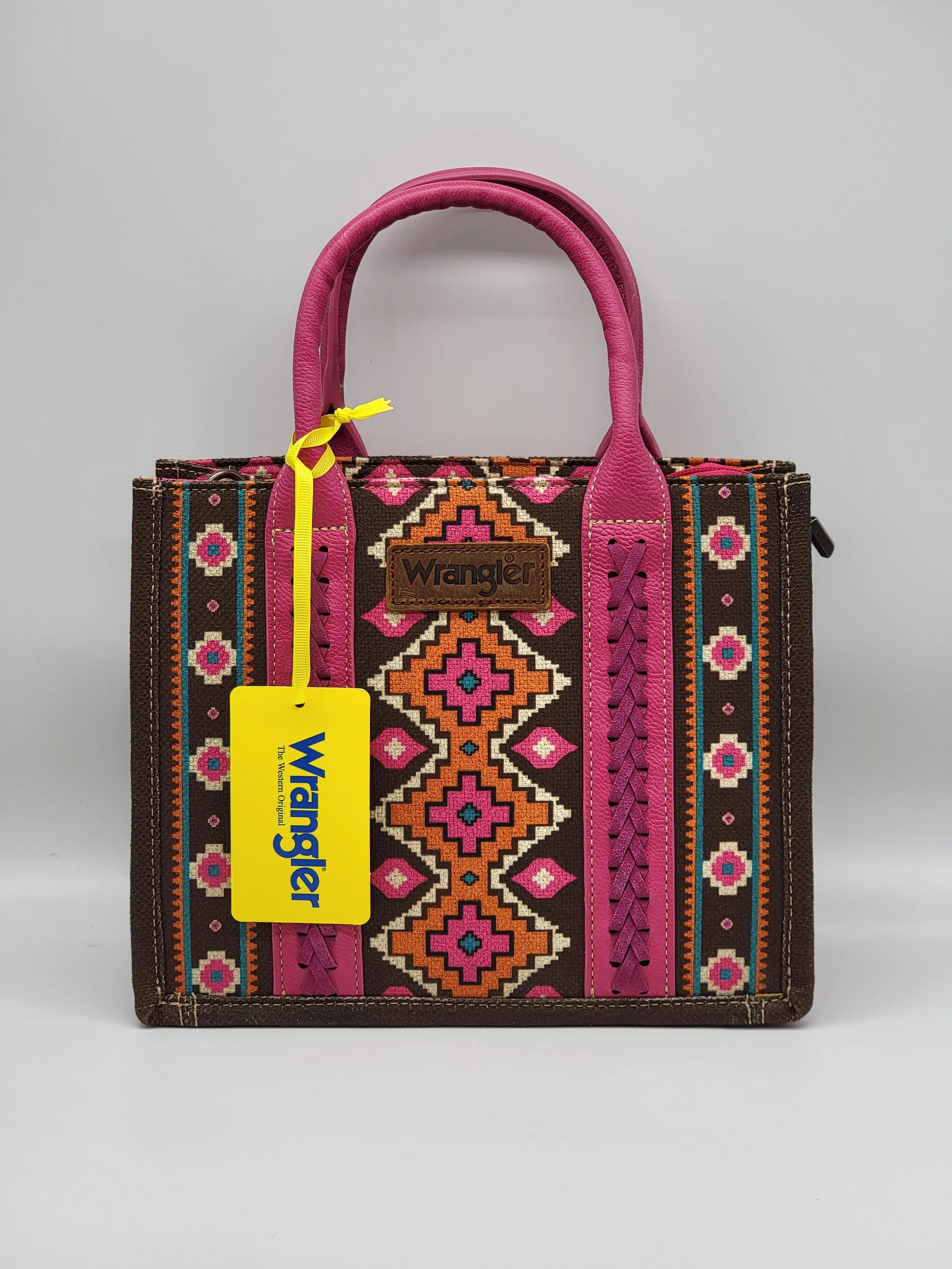 WG2202-8120HPK Wrangler Southwestern Small Canvas Tote/Crossbody-Handbags, Wallets & Cases-Wrangler-Deja Nu Boutique, Women's Fashion Boutique in Lampasas, Texas