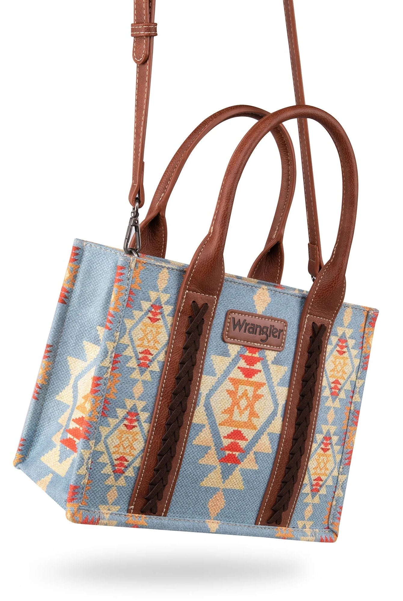 WG2202-8120SBR Wrangler Southwestern Print Small Canvas Tote/Crossbody-Handbags, Wallets & Cases-Wrangler-Deja Nu Boutique, Women's Fashion Boutique in Lampasas, Texas