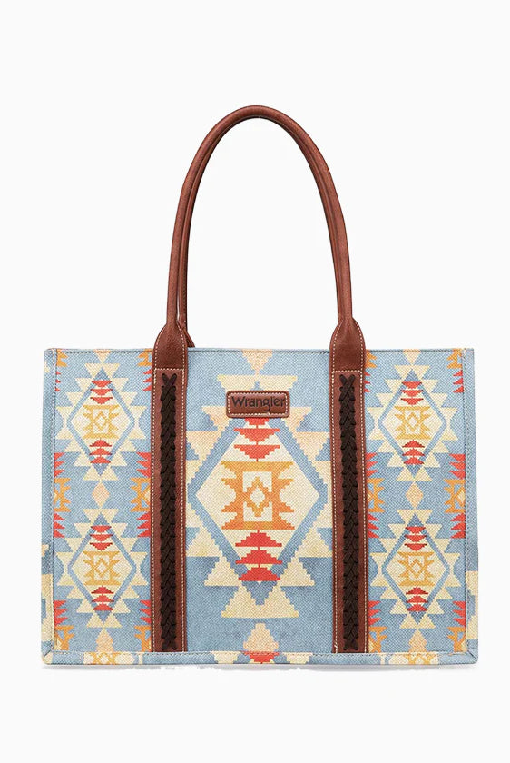 WG2202-8120SBR Wrangler Southwestern Print Small Canvas Tote/Crossbody-Handbags, Wallets & Cases-Wrangler-Deja Nu Boutique, Women's Fashion Boutique in Lampasas, Texas