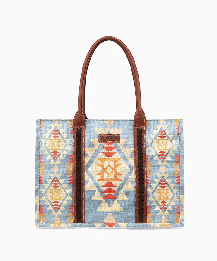 WG2202-8120SBR Wrangler Southwestern Print Small Canvas Tote/Crossbody-Handbags, Wallets & Cases-Wrangler-Deja Nu Boutique, Women's Fashion Boutique in Lampasas, Texas