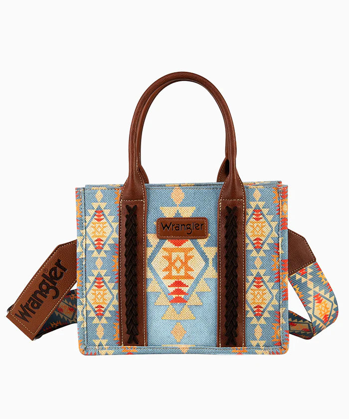 WG2202-8120SBR Wrangler Southwestern Print Small Canvas Tote/Crossbody-Handbags, Wallets & Cases-Wrangler-Deja Nu Boutique, Women's Fashion Boutique in Lampasas, Texas