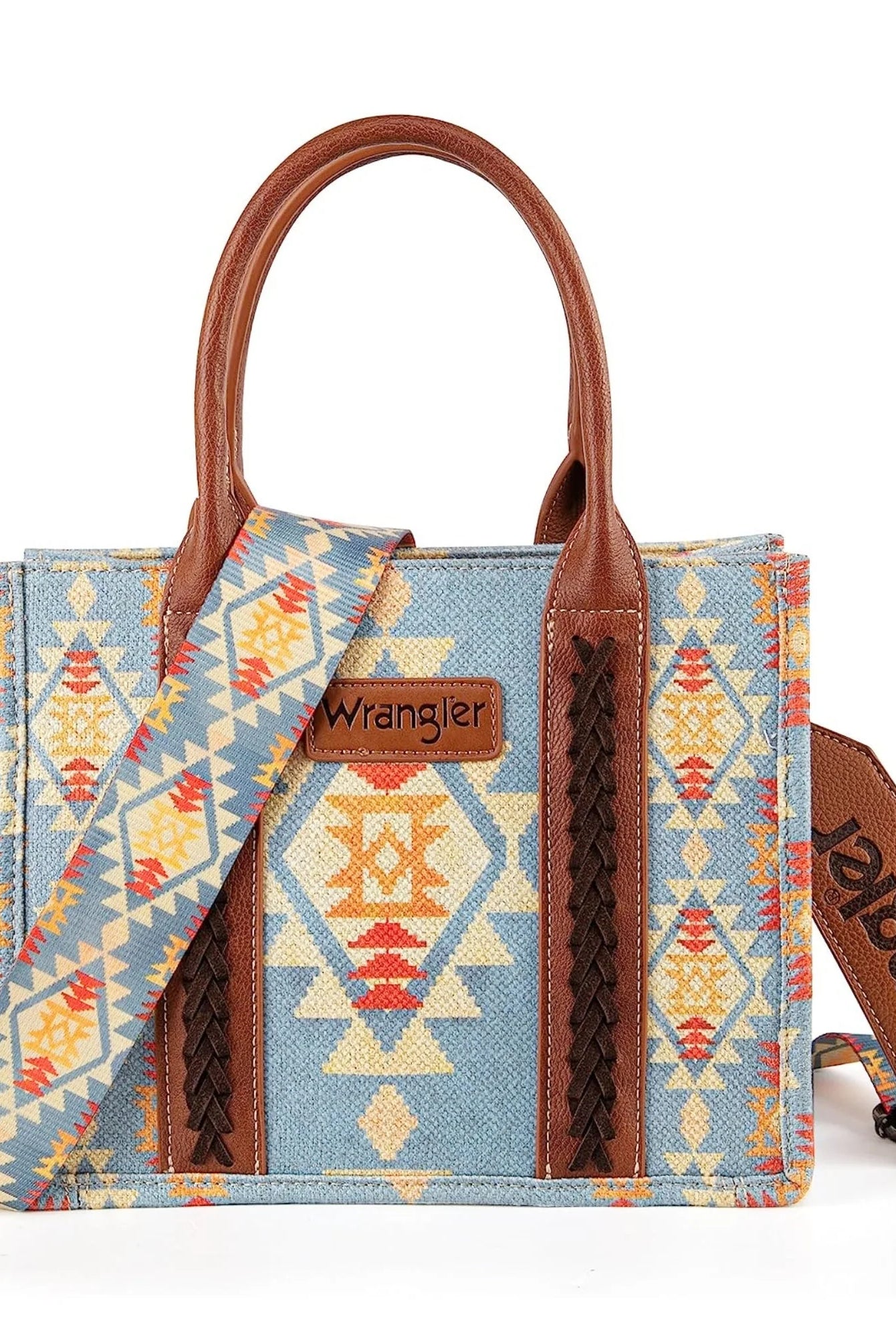 WG2202-8120SBR Wrangler Southwestern Print Small Canvas Tote/Crossbody-Handbags, Wallets & Cases-Wrangler-Deja Nu Boutique, Women's Fashion Boutique in Lampasas, Texas