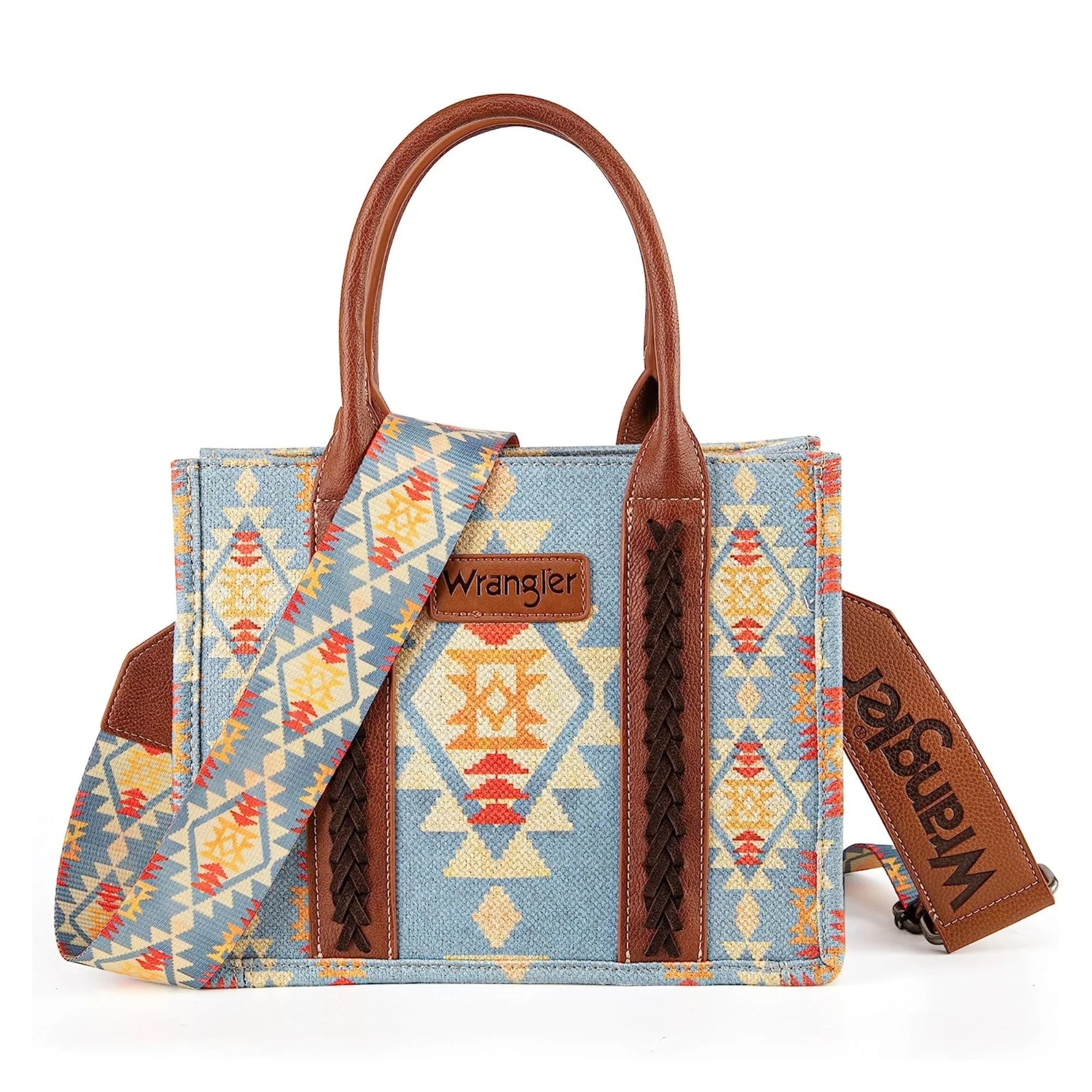 WG2202-8120SBR Wrangler Southwestern Print Small Canvas Tote/Crossbody-Handbags, Wallets & Cases-Wrangler-Deja Nu Boutique, Women's Fashion Boutique in Lampasas, Texas