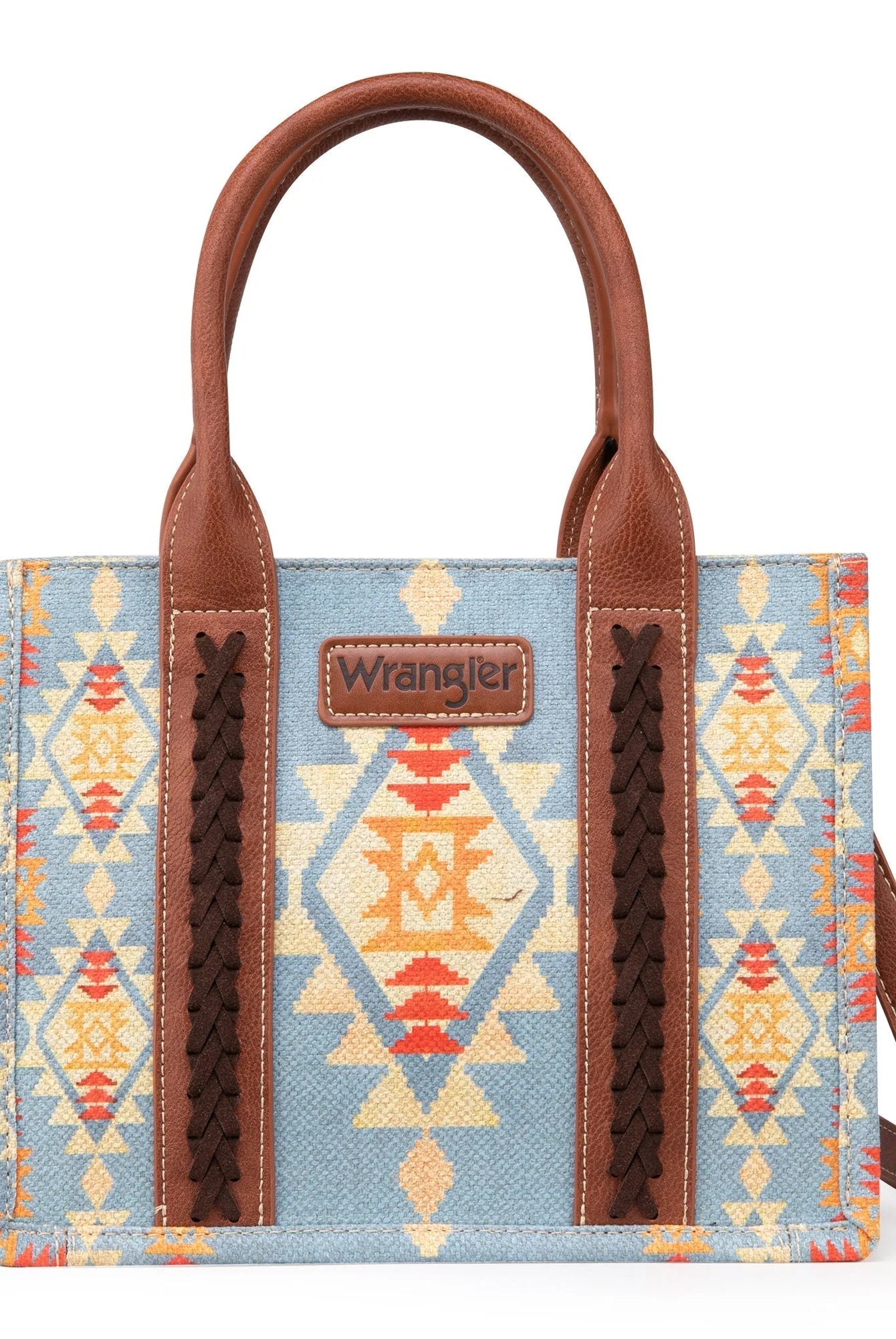 WG2202-8120SBR Wrangler Southwestern Print Small Canvas Tote/Crossbody-Handbags, Wallets & Cases-Wrangler-Deja Nu Boutique, Women's Fashion Boutique in Lampasas, Texas