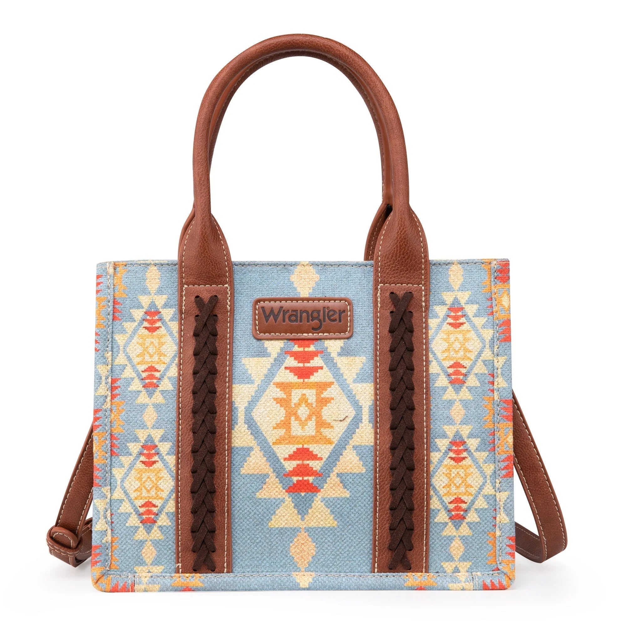 WG2202-8120SBR Wrangler Southwestern Print Small Canvas Tote/Crossbody-Handbags, Wallets & Cases-Wrangler-Deja Nu Boutique, Women's Fashion Boutique in Lampasas, Texas