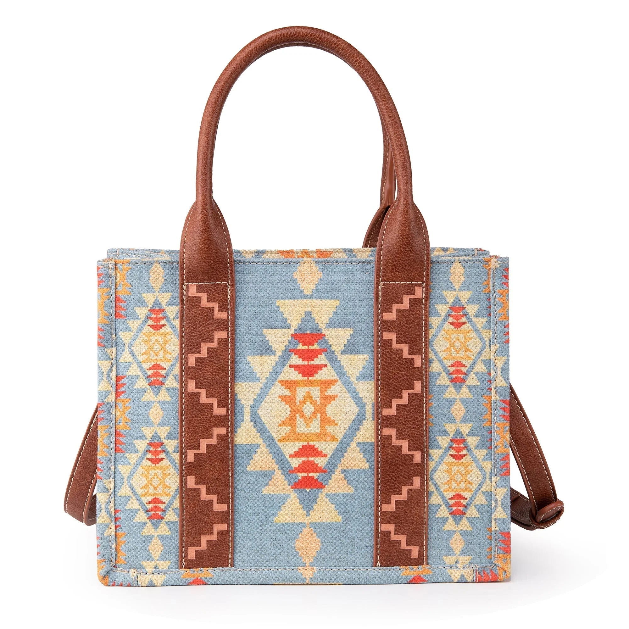 WG2202-8120SBR Wrangler Southwestern Print Small Canvas Tote/Crossbody-Handbags, Wallets & Cases-Wrangler-Deja Nu Boutique, Women's Fashion Boutique in Lampasas, Texas