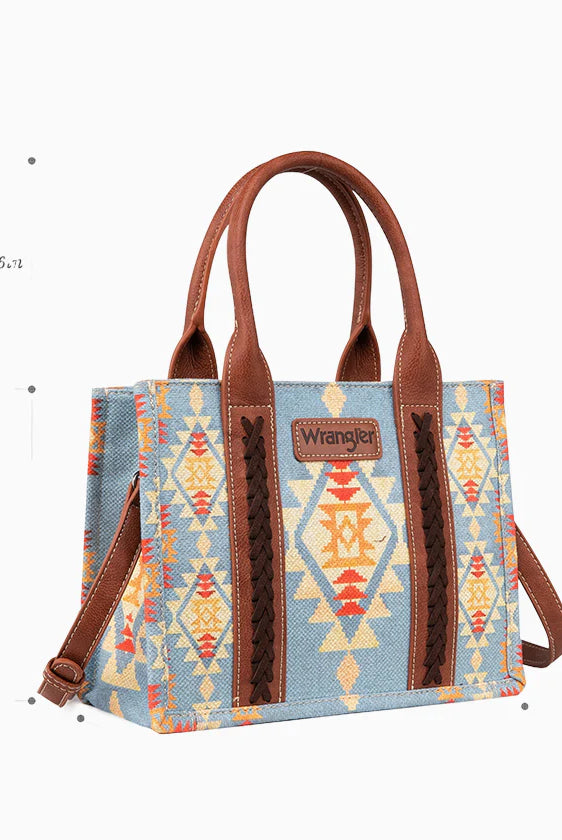WG2202-8120SBR Wrangler Southwestern Print Small Canvas Tote/Crossbody-Handbags, Wallets & Cases-Wrangler-Deja Nu Boutique, Women's Fashion Boutique in Lampasas, Texas