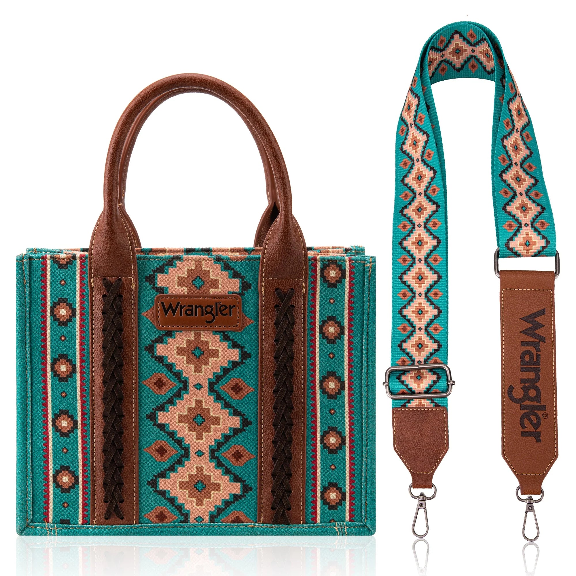 WG2202-8120STQ Wrangler Southwestern Small Canvas Tote/Crossbody-Handbags, Wallets & Cases-Wrangler-Deja Nu Boutique, Women's Fashion Boutique in Lampasas, Texas