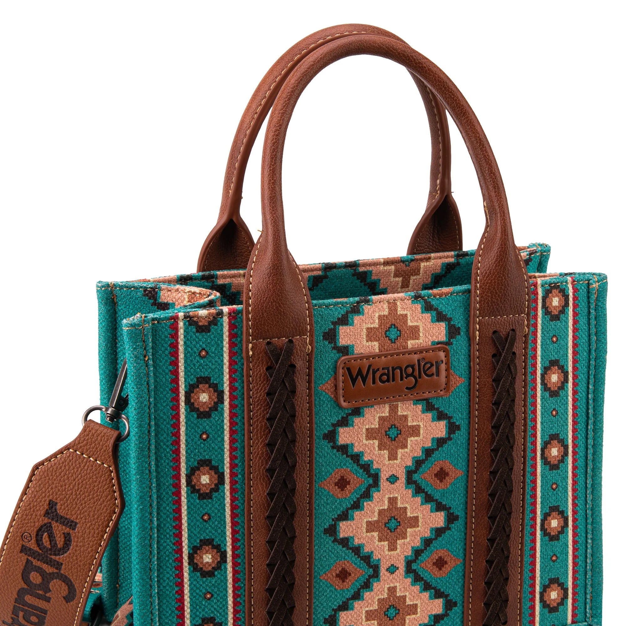 WG2202-8120STQ Wrangler Southwestern Small Canvas Tote/Crossbody-Handbags, Wallets & Cases-Wrangler-Deja Nu Boutique, Women's Fashion Boutique in Lampasas, Texas