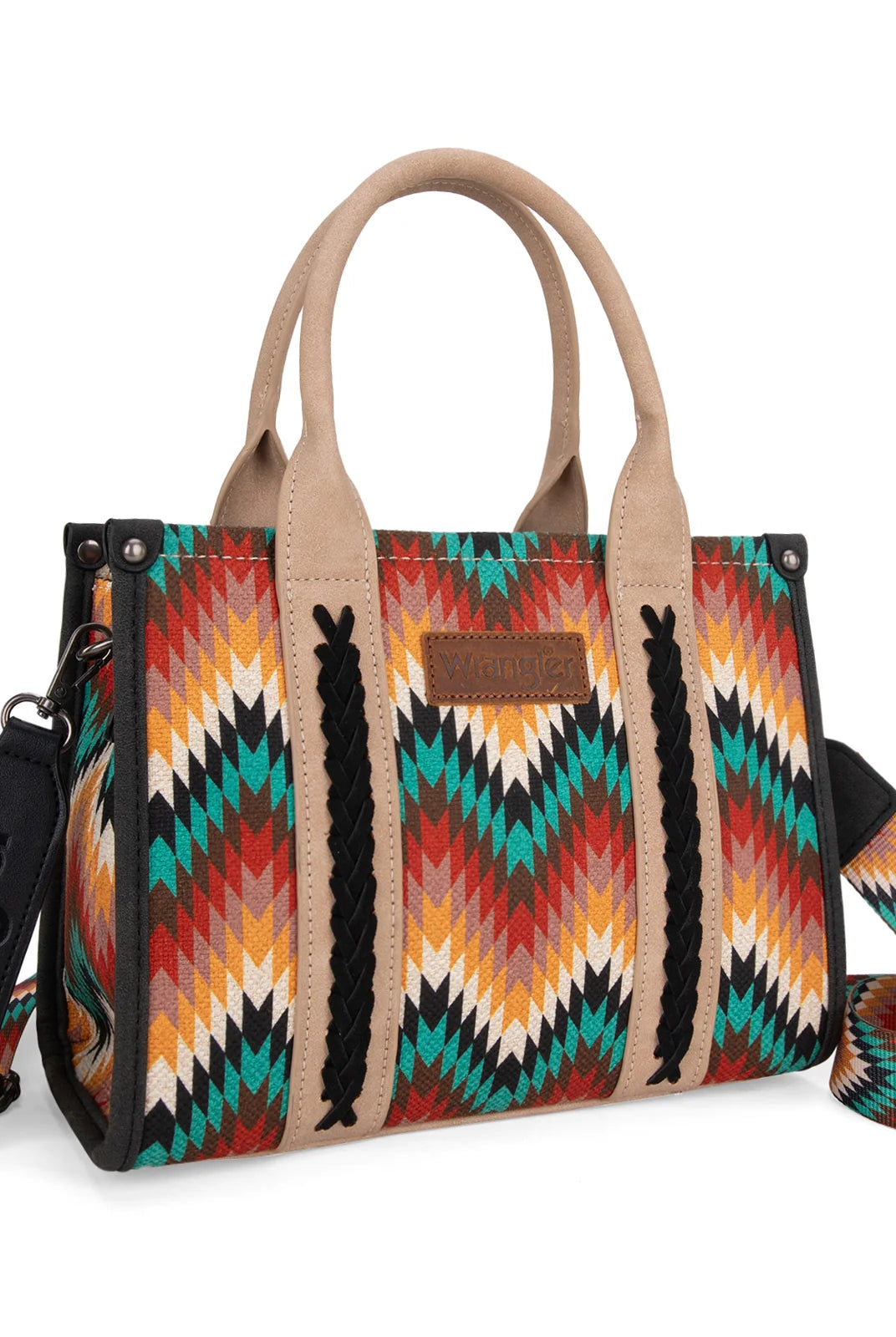 WG2211-8120SBK Wrangler Women's Southwestern Small Canvas Tote/Crossbody-Handbags, Wallets & Cases-Wrangler-Deja Nu Boutique, Women's Fashion Boutique in Lampasas, Texas