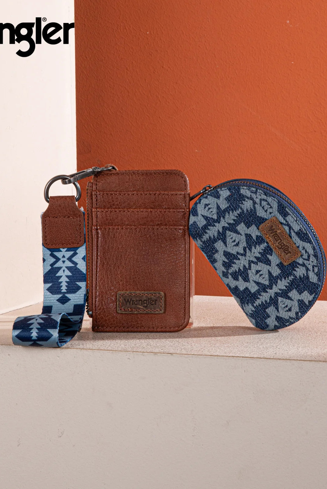 WG2212-W0051 Wrangler Southwestern Art Print Dual Pouch Wristlet -Jean-Handbags, Wallets & Cases-Wrangler-Deja Nu Boutique, Women's Fashion Boutique in Lampasas, Texas