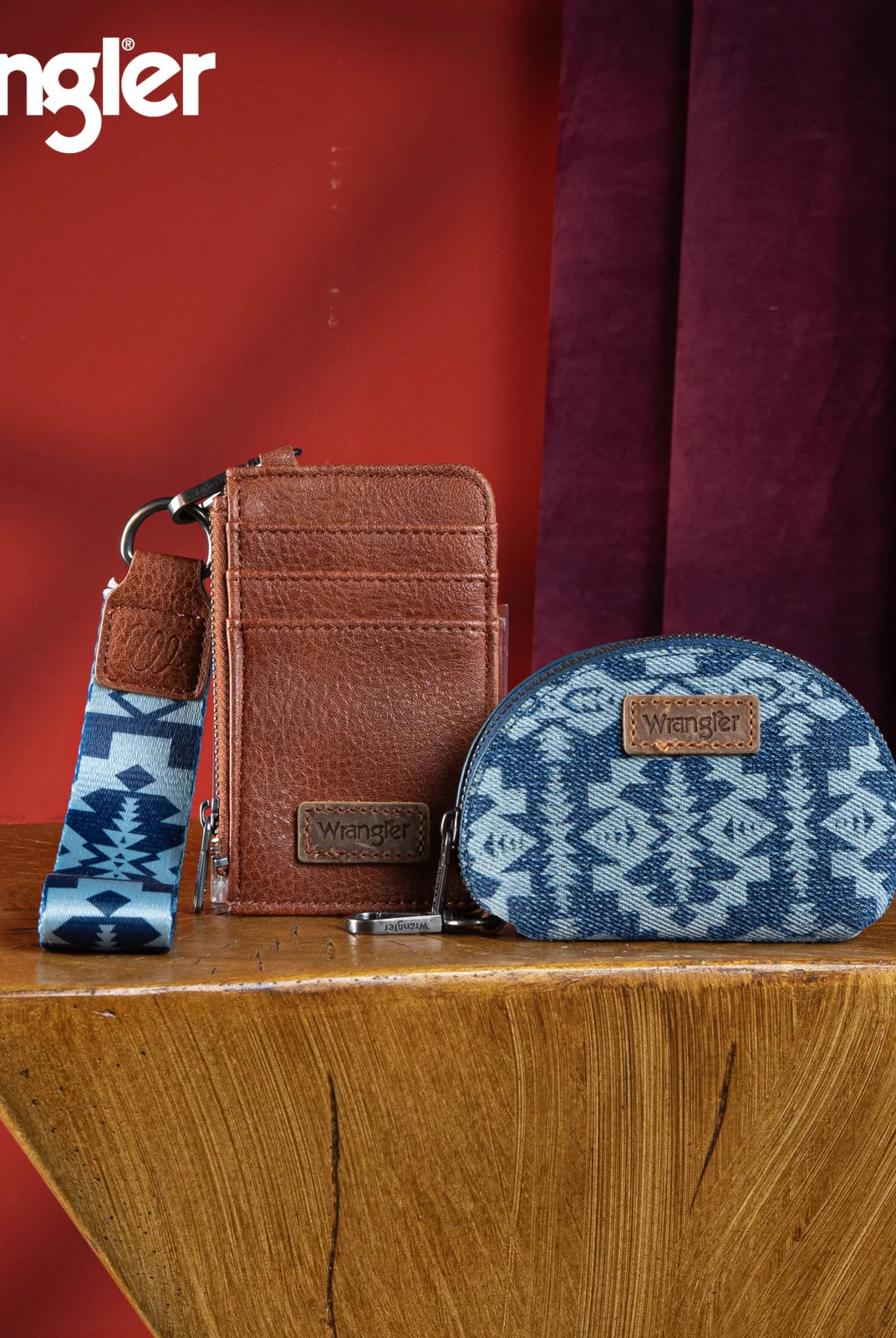 WG2212-W0051 Wrangler Southwestern Art Print Dual Pouch Wristlet -Jean-Handbags, Wallets & Cases-Wrangler-Deja Nu Boutique, Women's Fashion Boutique in Lampasas, Texas