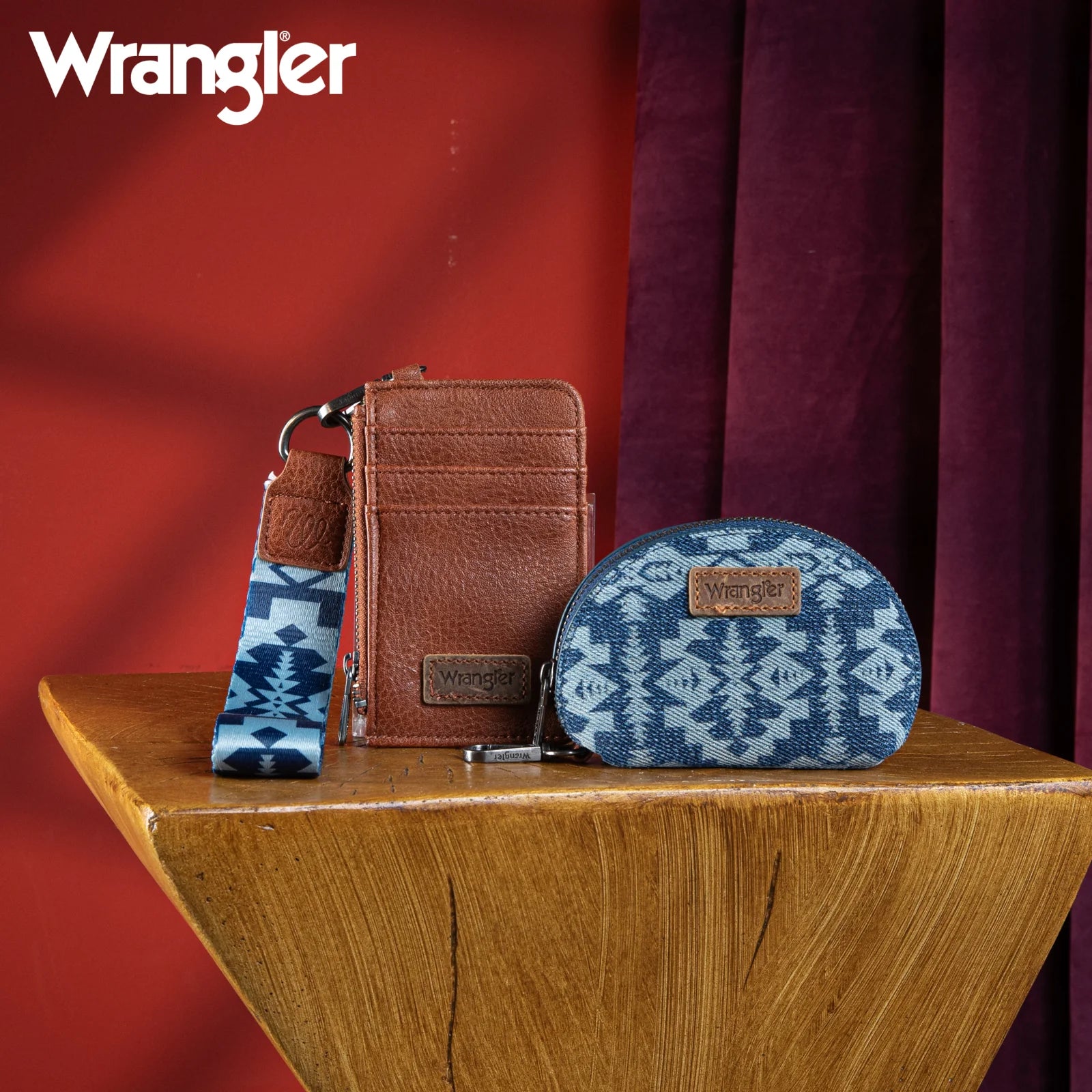 WG2212-W0051 Wrangler Southwestern Art Print Dual Pouch Wristlet -Jean-Handbags, Wallets & Cases-Wrangler-Deja Nu Boutique, Women's Fashion Boutique in Lampasas, Texas