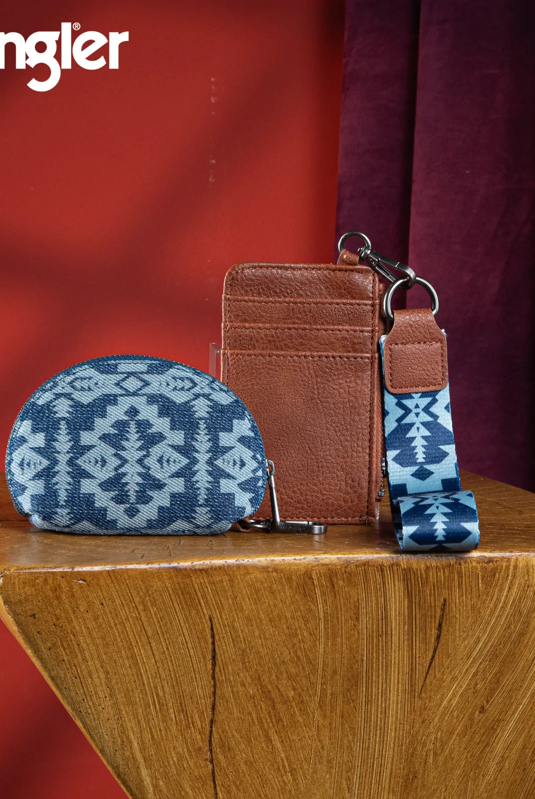 WG2212-W0051 Wrangler Southwestern Art Print Dual Pouch Wristlet -Jean-Handbags, Wallets & Cases-Wrangler-Deja Nu Boutique, Women's Fashion Boutique in Lampasas, Texas