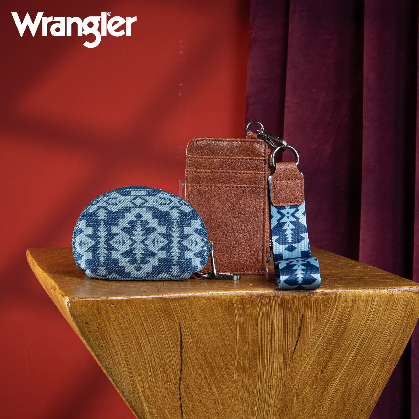WG2212-W0051 Wrangler Southwestern Art Print Dual Pouch Wristlet -Jean-Handbags, Wallets & Cases-Wrangler-Deja Nu Boutique, Women's Fashion Boutique in Lampasas, Texas