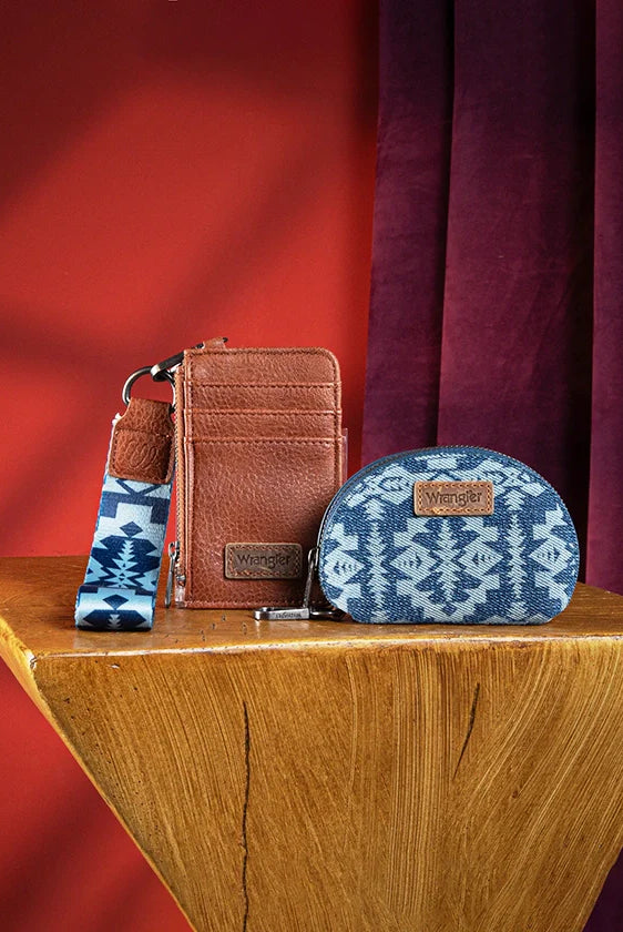 WG2212-W0051 Wrangler Southwestern Art Print Dual Pouch Wristlet -Jean-Handbags, Wallets & Cases-Wrangler-Deja Nu Boutique, Women's Fashion Boutique in Lampasas, Texas