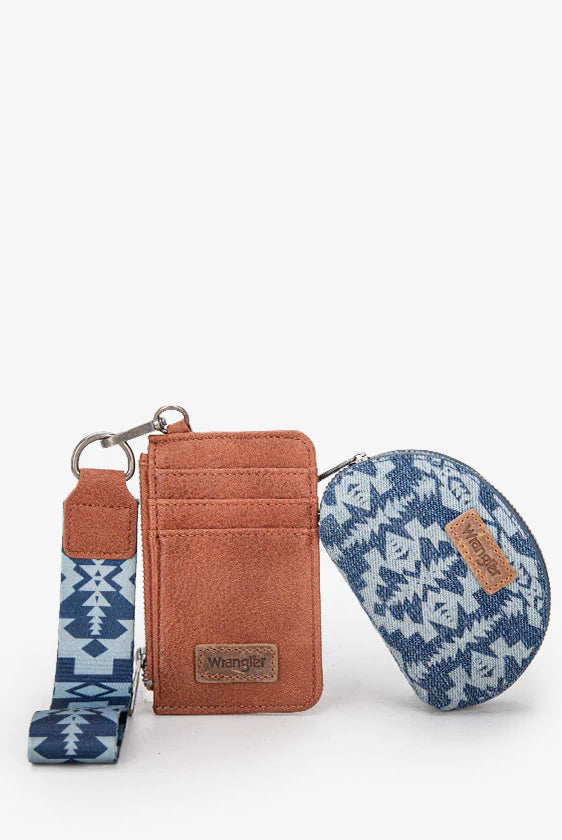 WG2212-W0051 Wrangler Southwestern Art Print Dual Pouch Wristlet -Jean-Handbags, Wallets & Cases-Wrangler-Deja Nu Boutique, Women's Fashion Boutique in Lampasas, Texas