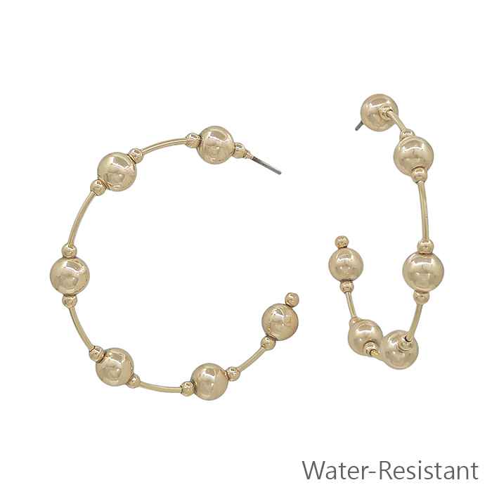 Water-Resistant Beaded Hoop Earrings – Gold and Silver-Earrings-Deja Nu Tx-Deja Nu Boutique, Women's Fashion Boutique in Lampasas, Texas