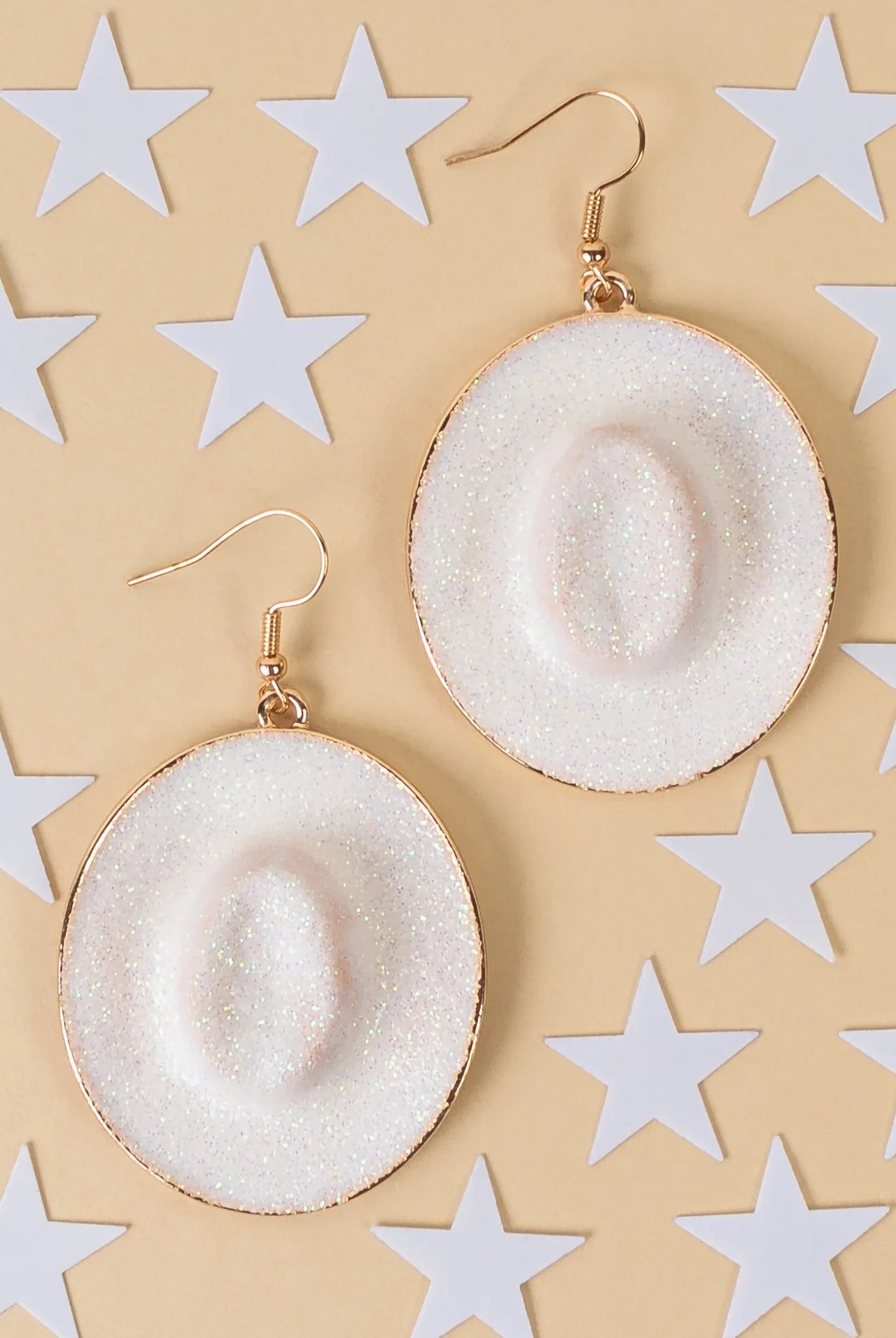 Western Glitter Cowboy Hat Earrings In Black or White-Earrings-Deja Nu Tx-Deja Nu Boutique, Women's Fashion Boutique in Lampasas, Texas