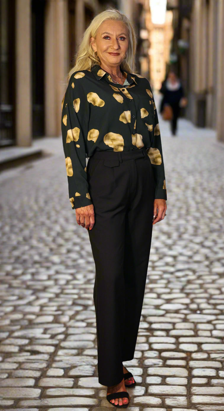 Wild Pony Black Crepe Trousers-Pants-Wild Pony-Deja Nu Boutique, Women's Fashion Boutique in Lampasas, Texas