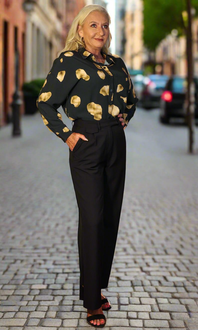 Wild Pony Black Crepe Trousers-Pants-Wild Pony-Deja Nu Boutique, Women's Fashion Boutique in Lampasas, Texas