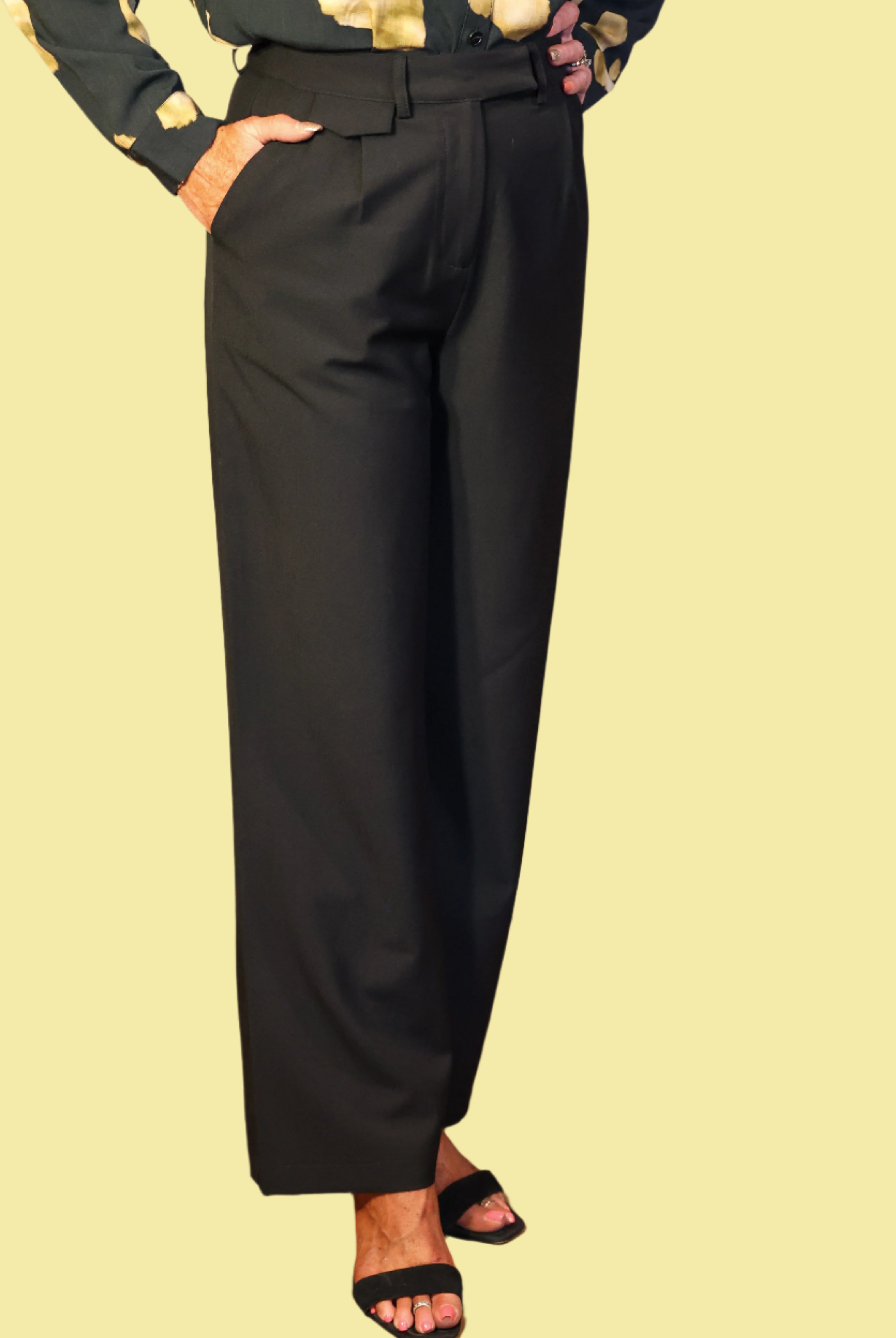 Wild Pony Black Crepe Trousers-Pants-Wild Pony-Deja Nu Boutique, Women's Fashion Boutique in Lampasas, Texas