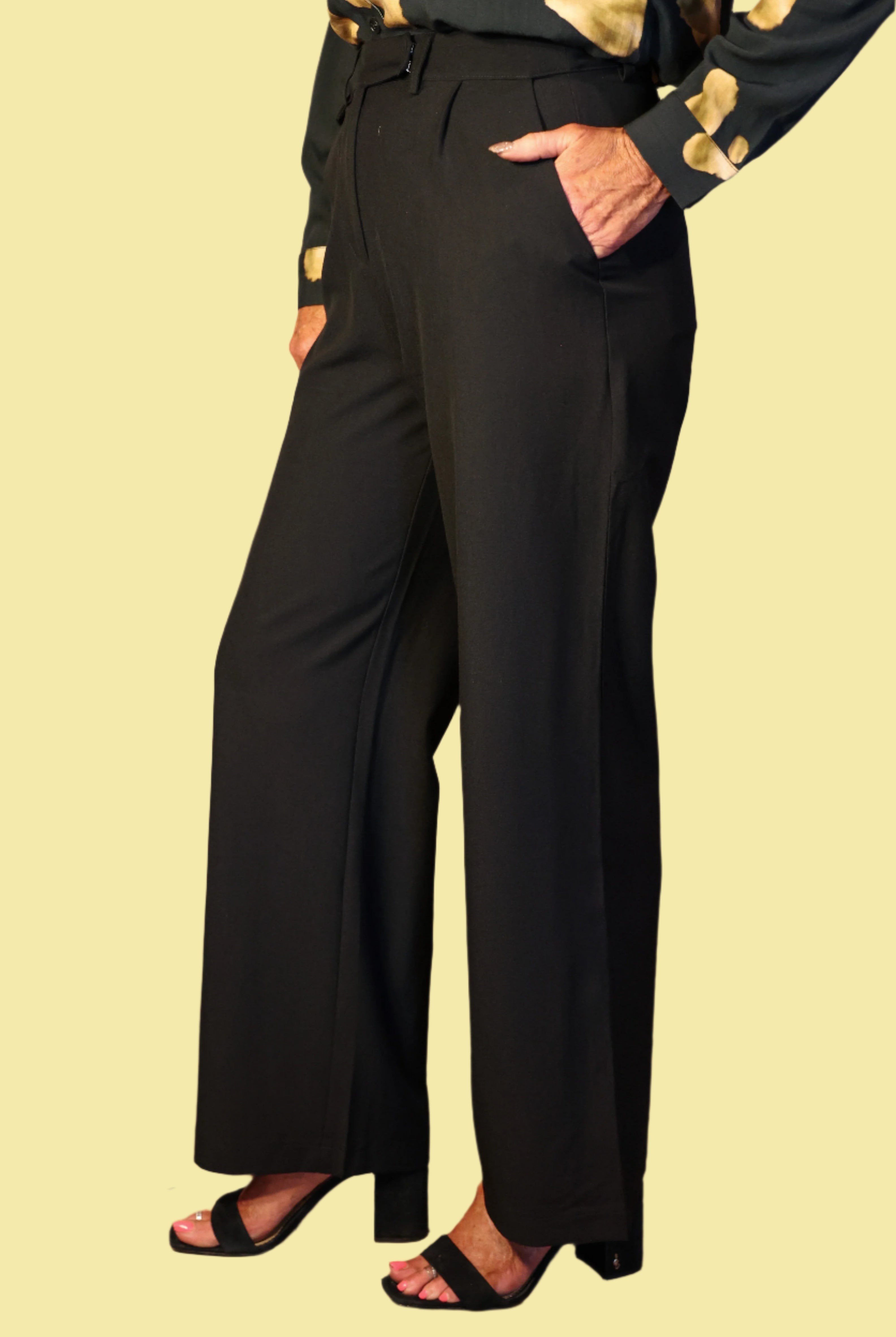 Wild Pony Black Crepe Trousers-Pants-Wild Pony-Deja Nu Boutique, Women's Fashion Boutique in Lampasas, Texas