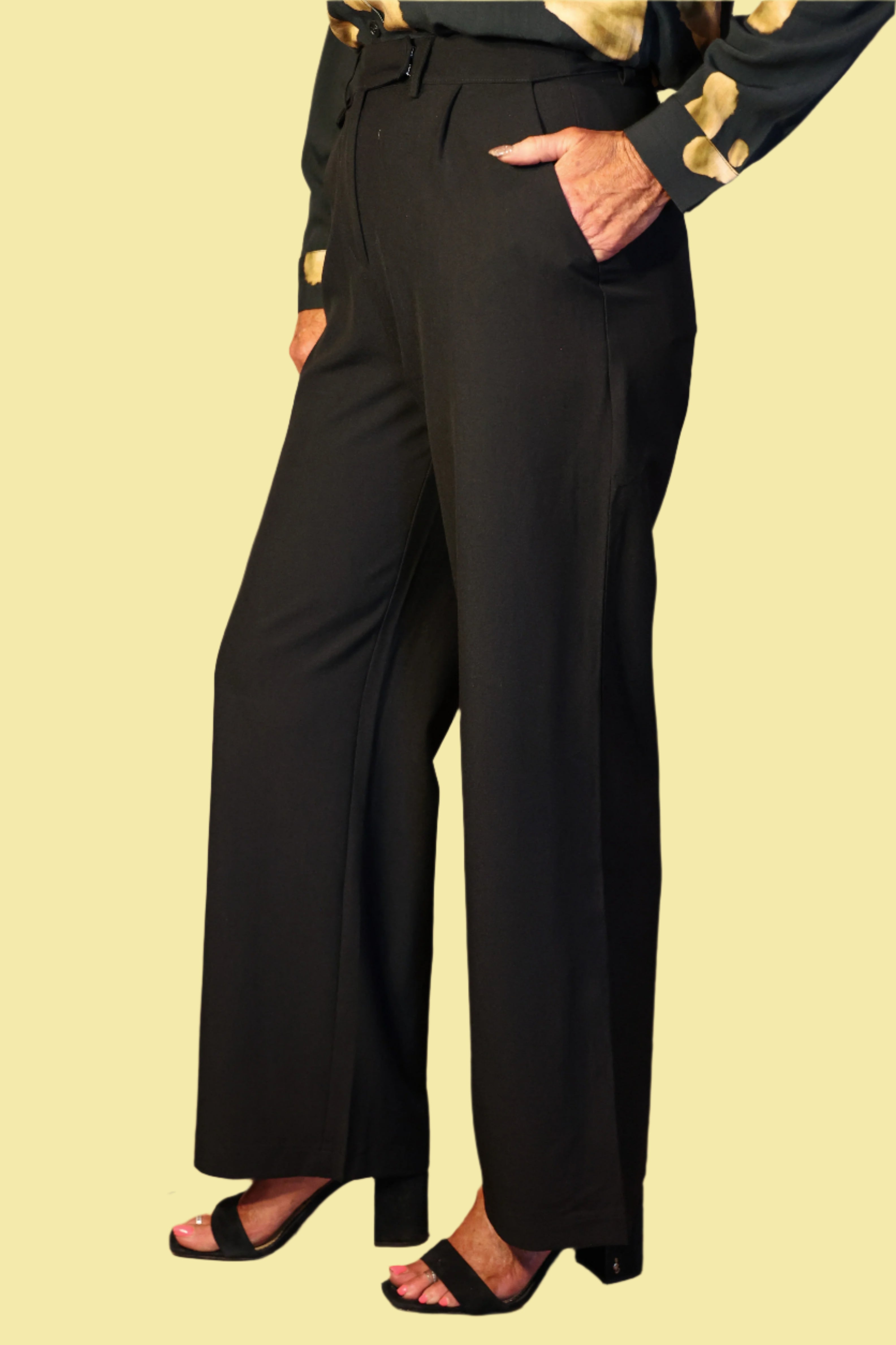 Wild Pony Black Crepe Trousers-Pants-Wild Pony-Deja Nu Boutique, Women's Fashion Boutique in Lampasas, Texas