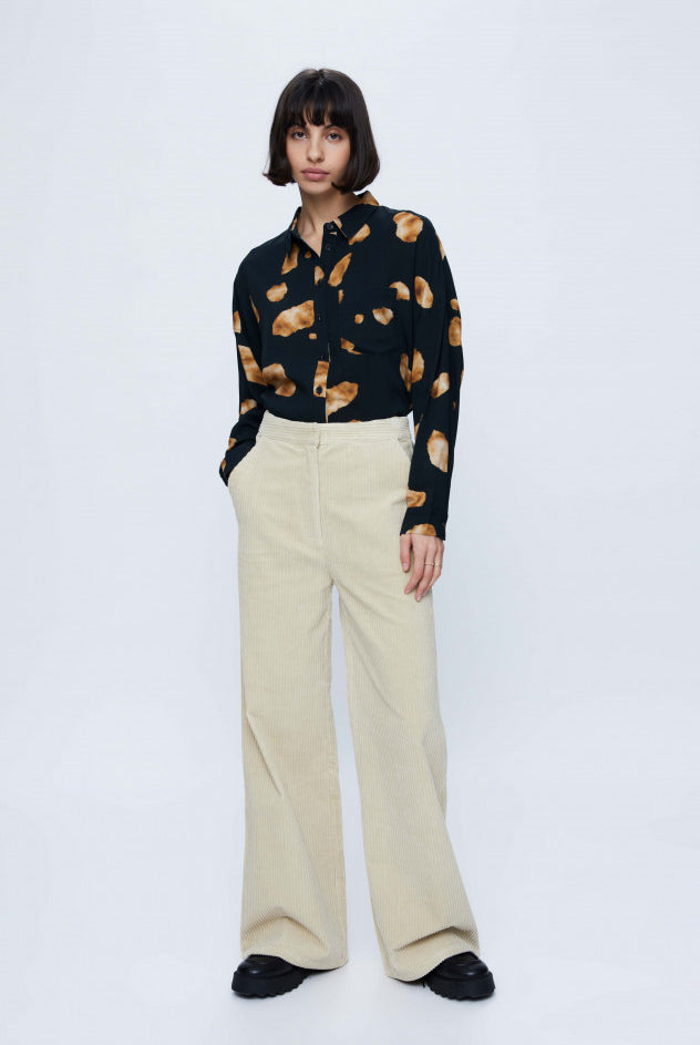 Wild Pony Fluid Shirt With Geometric Print In Black And Brown-Tops-Wild Pony-Deja Nu Boutique, Women's Fashion Boutique in Lampasas, Texas
