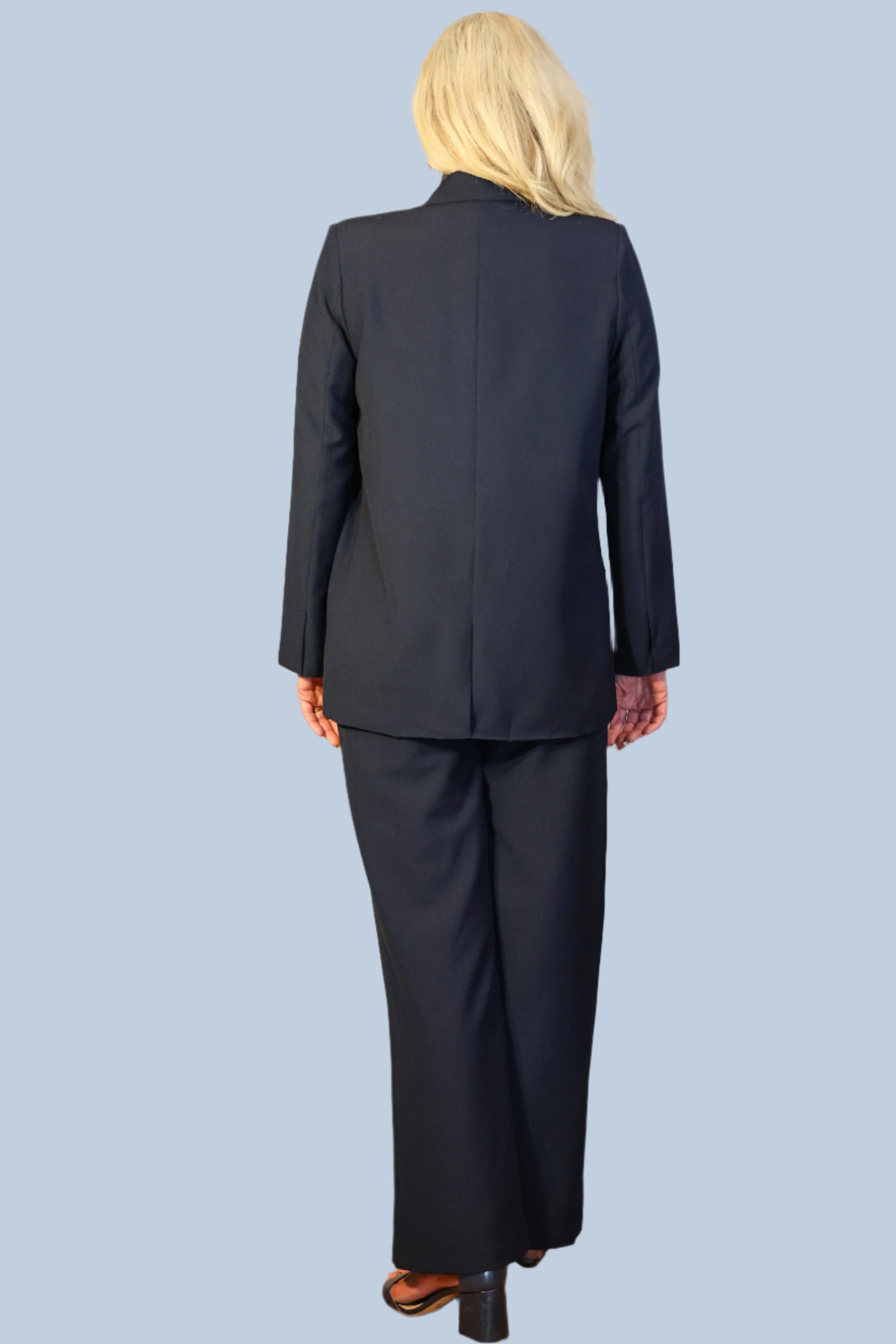 Wild Pony Navy Crepe Blazer-Blazers-Wild Pony-Deja Nu Boutique, Women's Fashion Boutique in Lampasas, Texas